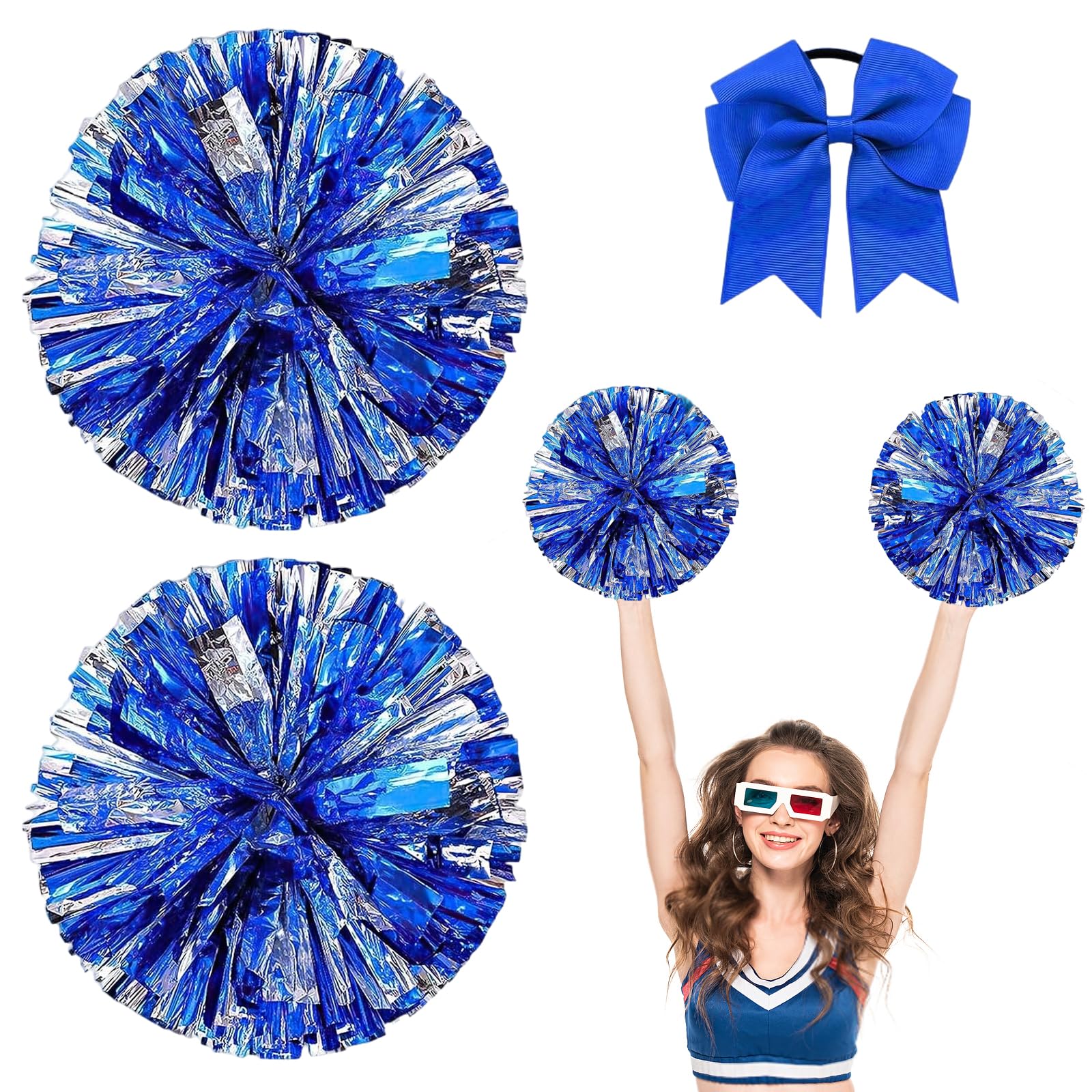 LIULINY 12 Piezas Pompones Animadora, Lámina Metálica Pompones de Animadora con Anilla de Doble Agujero, Animadoras Poms para Eventos Deportivos, Fiestas, Espectáculos Celebraciones Festivas — view 8