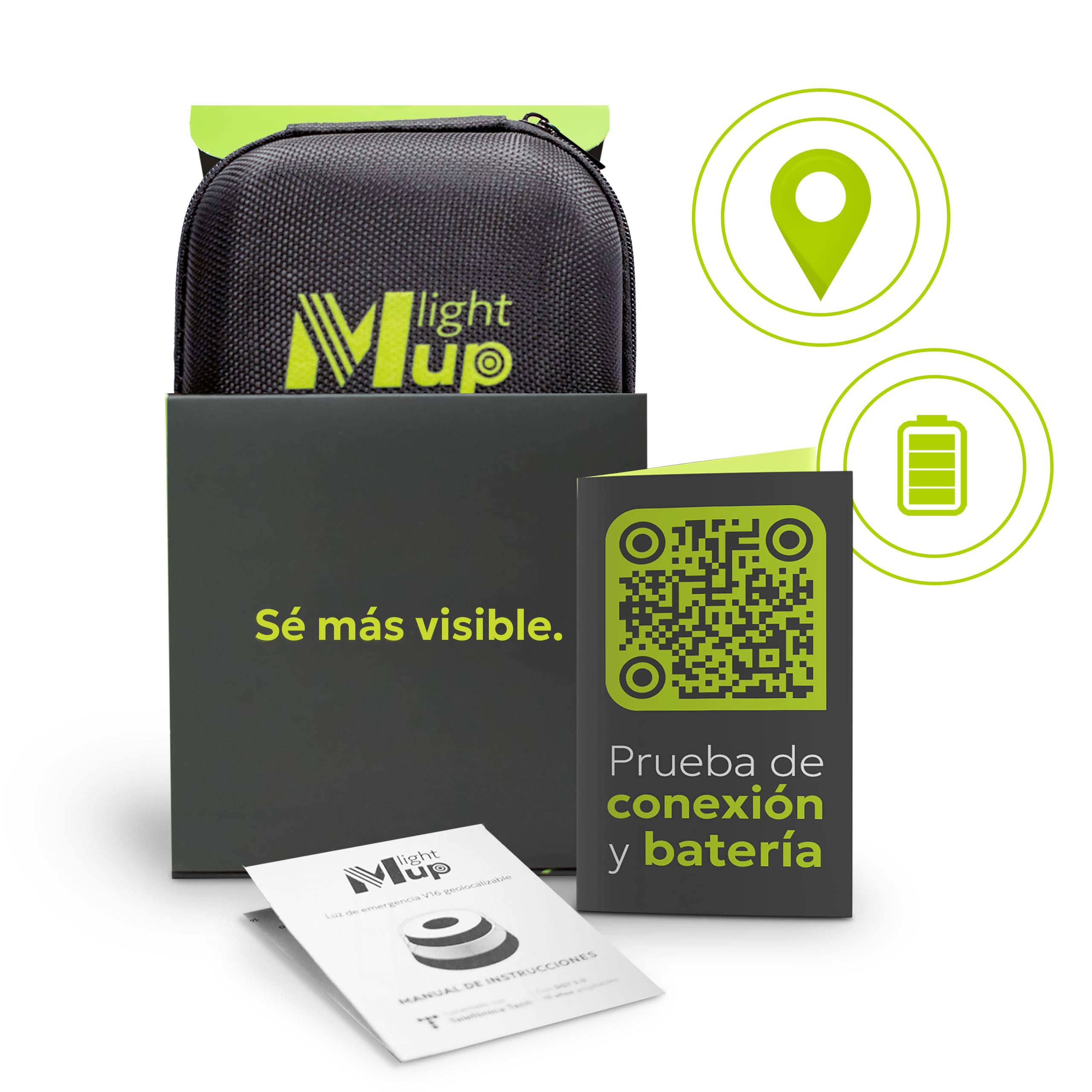 Light MUP Lite Pack 2uds Baliza V16 homologada DGT 3.0-Geolocalización IoT-Luz Emergencia conectada-Señalización Flash Coche-Obligatoria en 2026-Datos Telefónica Tech hasta 2038 (Pack V16 Lite x2)