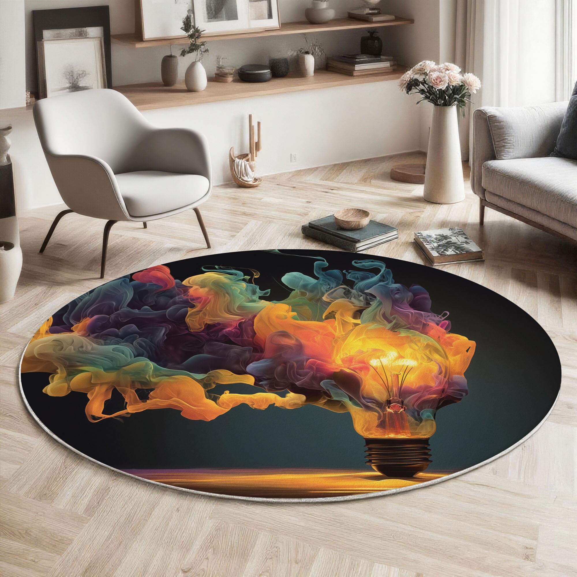 Tapis de ampoule à faible hauteur rond et antidérapant jaune