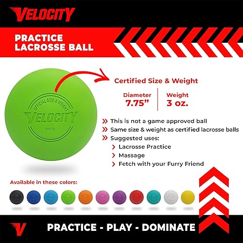 Miniatura 3 de Velocity - Pelotas para lacrosse, paquetes de 6, 12, 18, 24, 36, 60 y 120 unidades, tamaño oficial de NFHS y aprobado por la universidad.