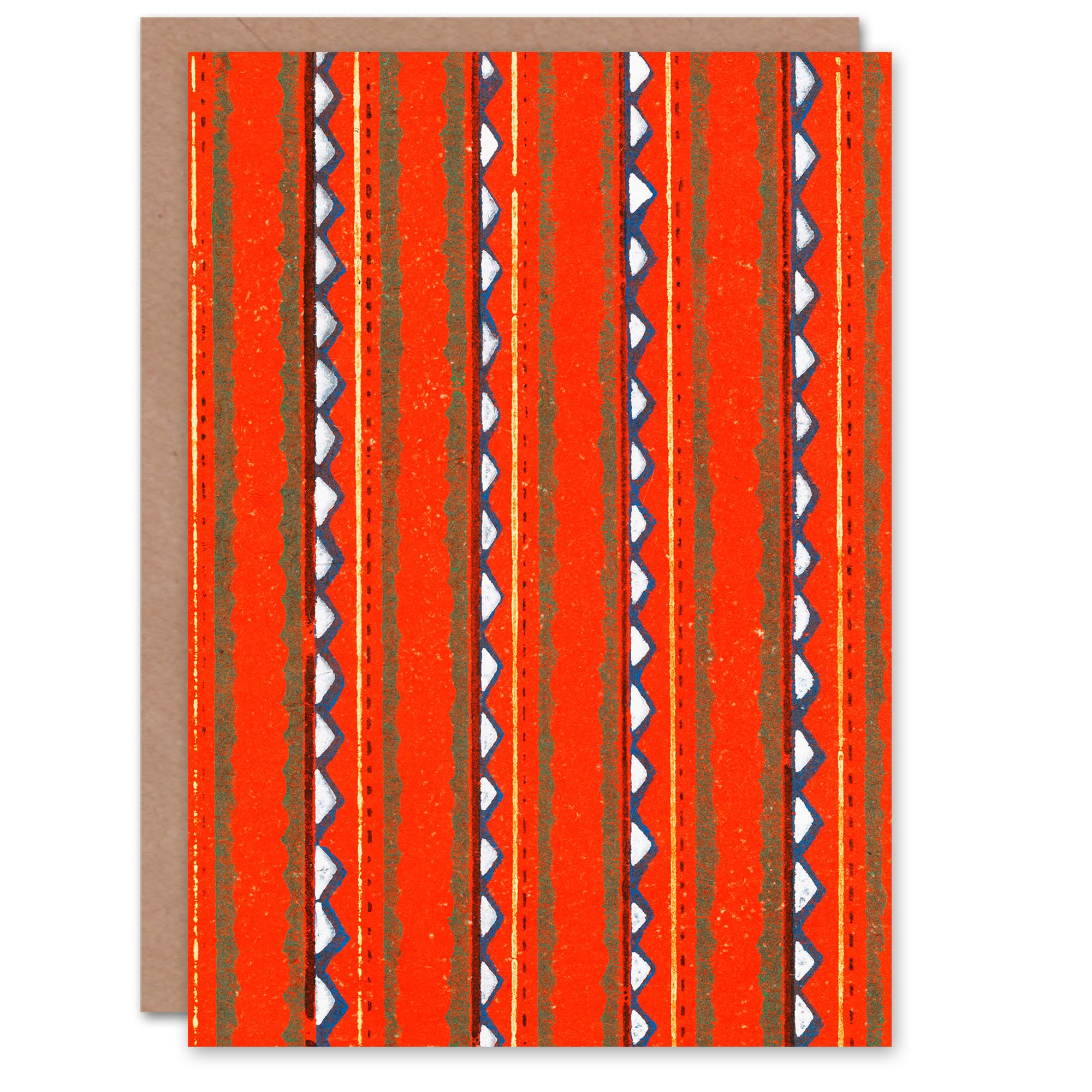 Artery8 Furuya Korin Japanese Art Card Red Geometric Textile Pattern