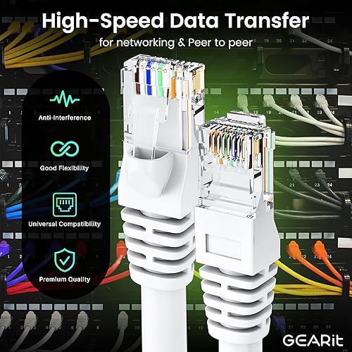 Miniatura 3 de GearIT Cable Ethernet Cat 6 de 3 pies (paquete de 20) - Cable de conexión Cat6, cable de conexión Cat 6, cable Cat6, cable Cat 6, cable Ethernet