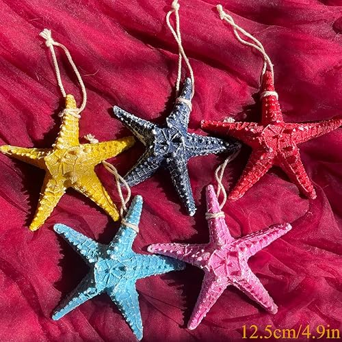 Miniatura 8 de YOKIOU 1 estrella de mar de resina artificial grande azul claro de 4.9 pulgadas colgante de estrella de pez estrella para manualidades, playa, lago,