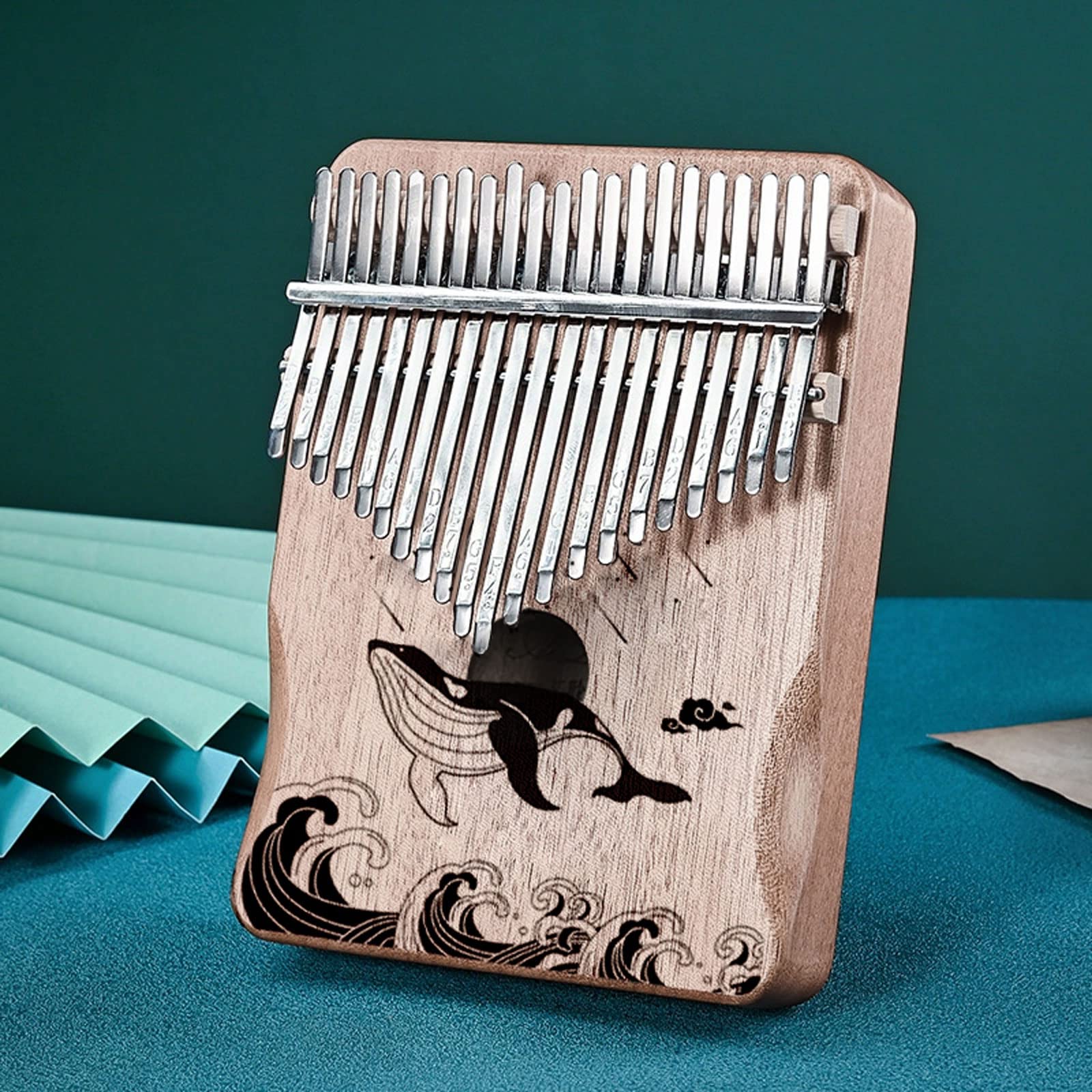 Exquisiter Klang Hölzernes Fingerklavier Finger Percussion Keyboard 21 Tasten Walmuster ， Daumenklaviere Musikinstrumente ， 3 Farben Einfach zu Spielen
