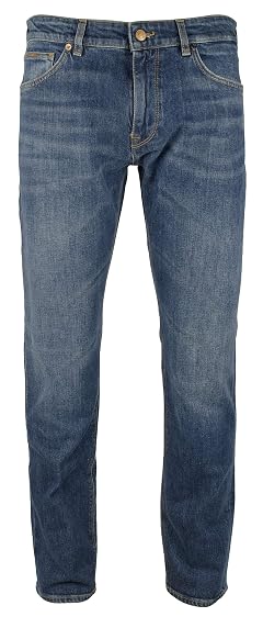 Hugo Boss Mens Maine Regular Fit Stretch Jeans-MB-30WX32L Medium Blue