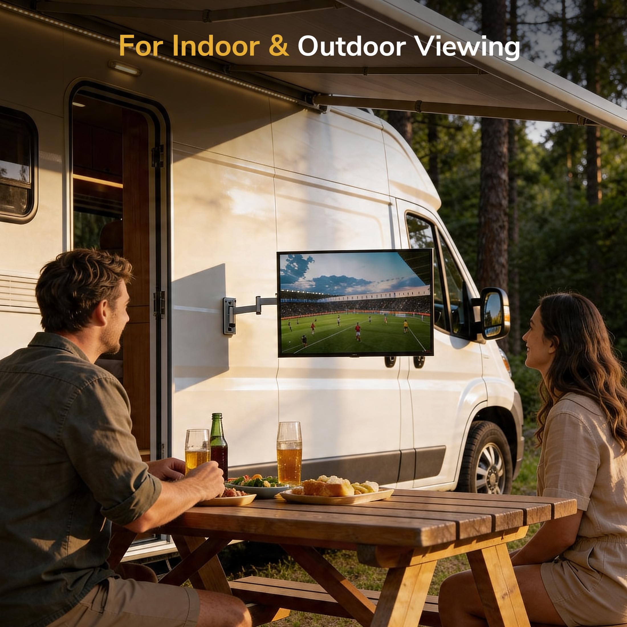 Mount-It! Supporto TV per camper, supporto da parete per TV full motion bloccabile progettato specificamente per camper o casa mobile Braccio singolo inclinabile e girevole 42 pollici max, capacità 33 libbre, compatibile VESA 200