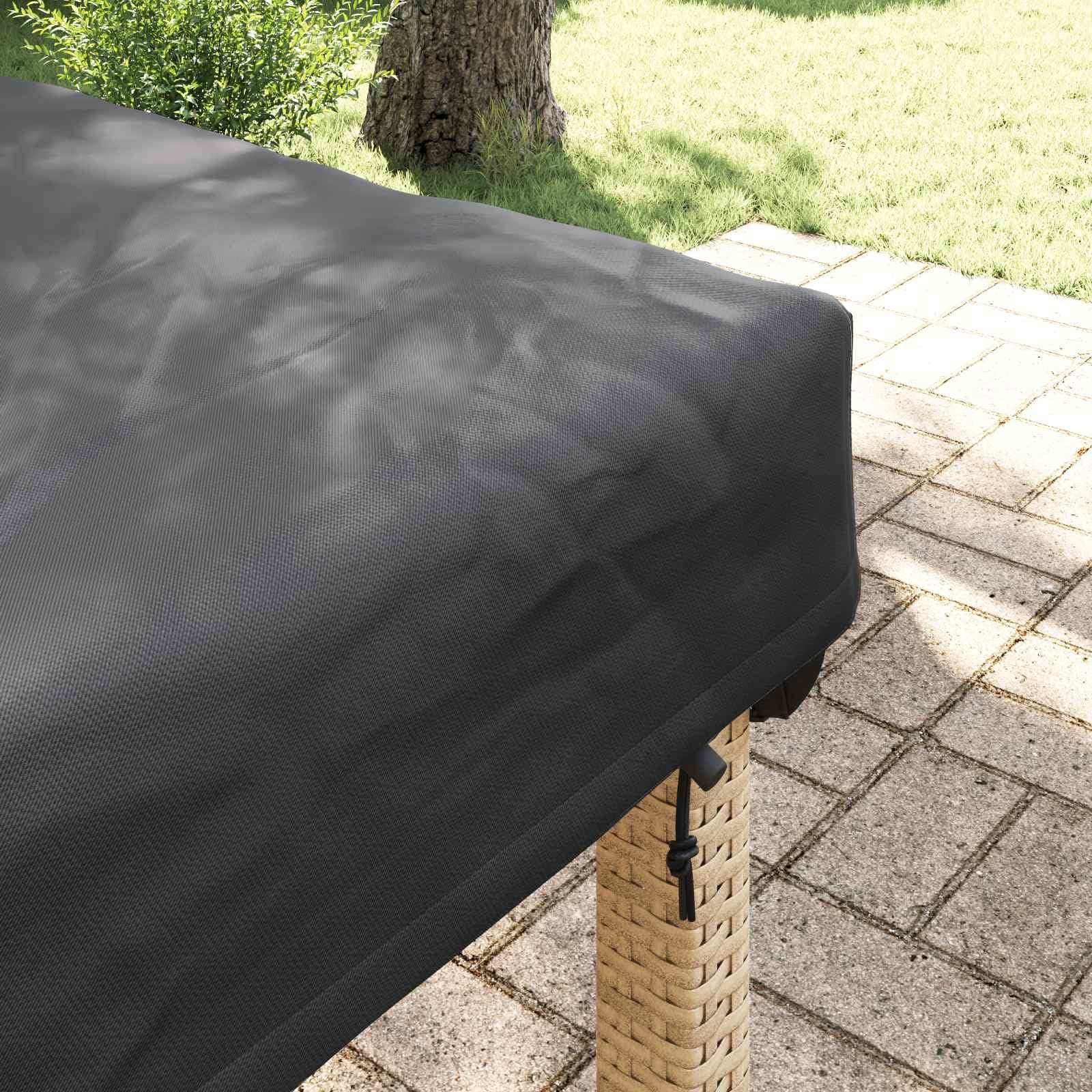 Obrusy uniwersalne, czarne, 202 x 102 x 15 cm, wodoodporny pokrowiec na stół ogrodowy, do użytku na zewnątrz, do wnętrz, pokrowiec ochronny na meble ogrodowe, taras, balkon, z ochroną przed