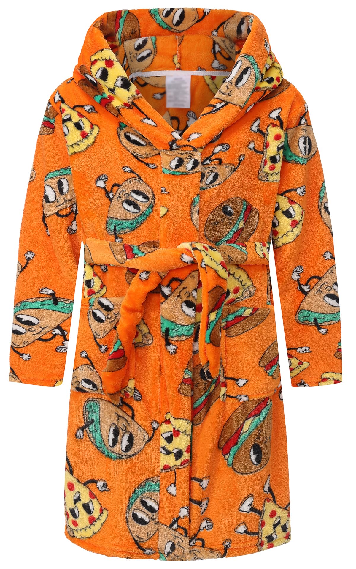 Kids Hooded Bathrobe Girls Soft Plush Hooded Flannel Pajamas Sleepwear Boys Spa Robe