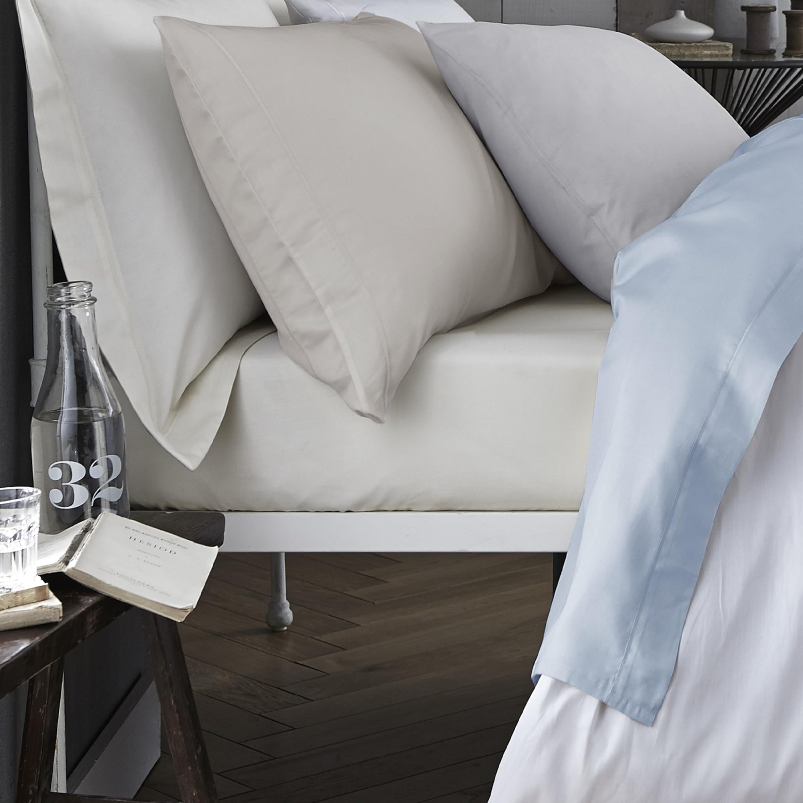 Plain Dyed Cotton Percale Grey 200TC Oxford Pillowcase 50 x 80 cm, Gray, Single - Image 3