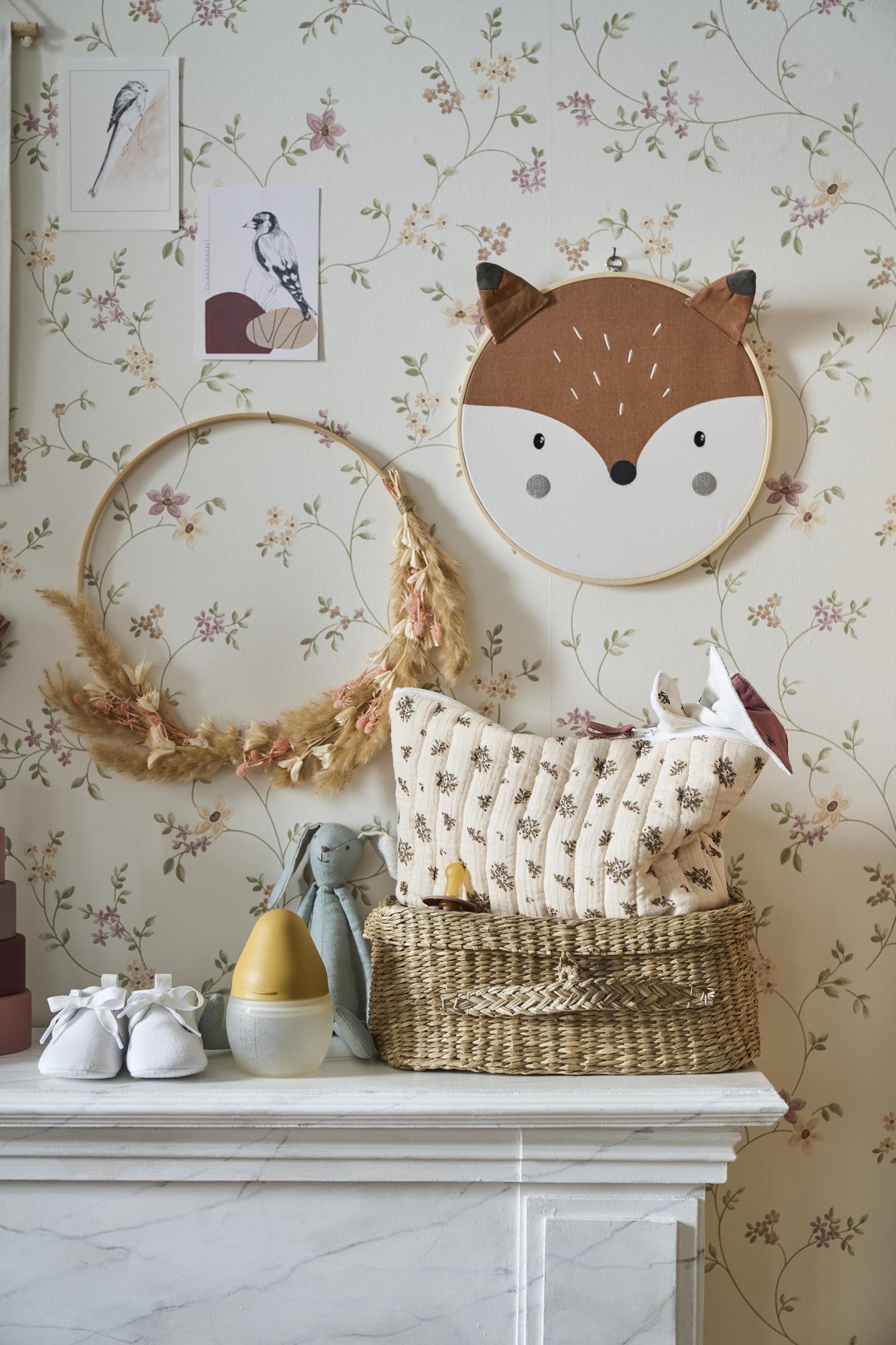 VERTBAUDET Trousse de toilette enfant en gaze de coton imprimé fleurs grenier TU