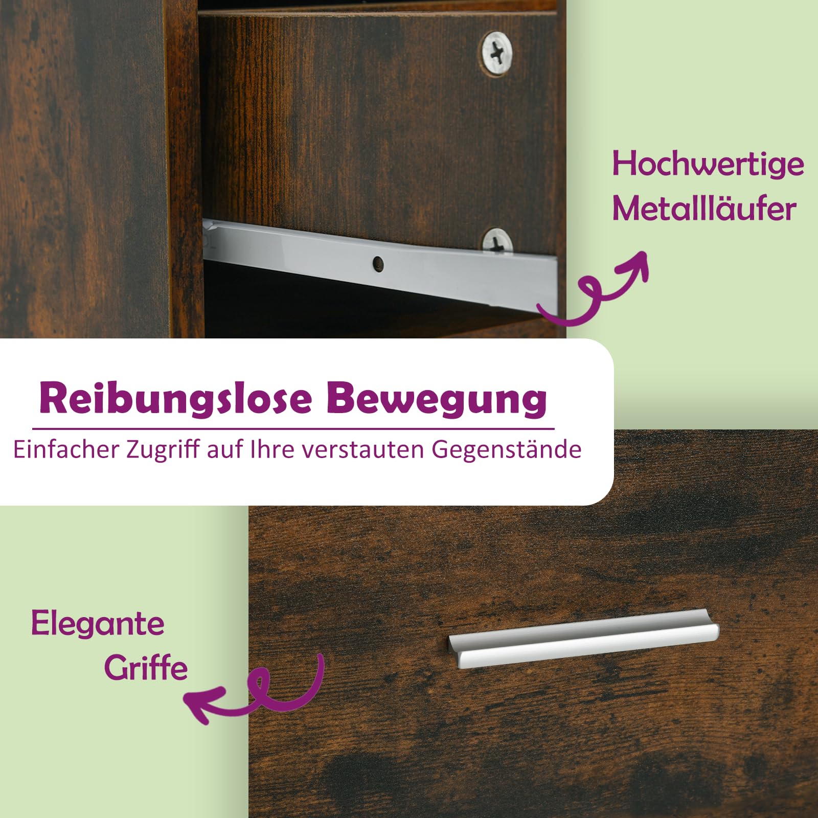 vidaXL Apothekerschrank, Sideboard mit viel Stauraum, Beistellschrank Ausziehbar Pflegeleicht, Schrank Highboard, Räuchereiche Holzwerkstoff