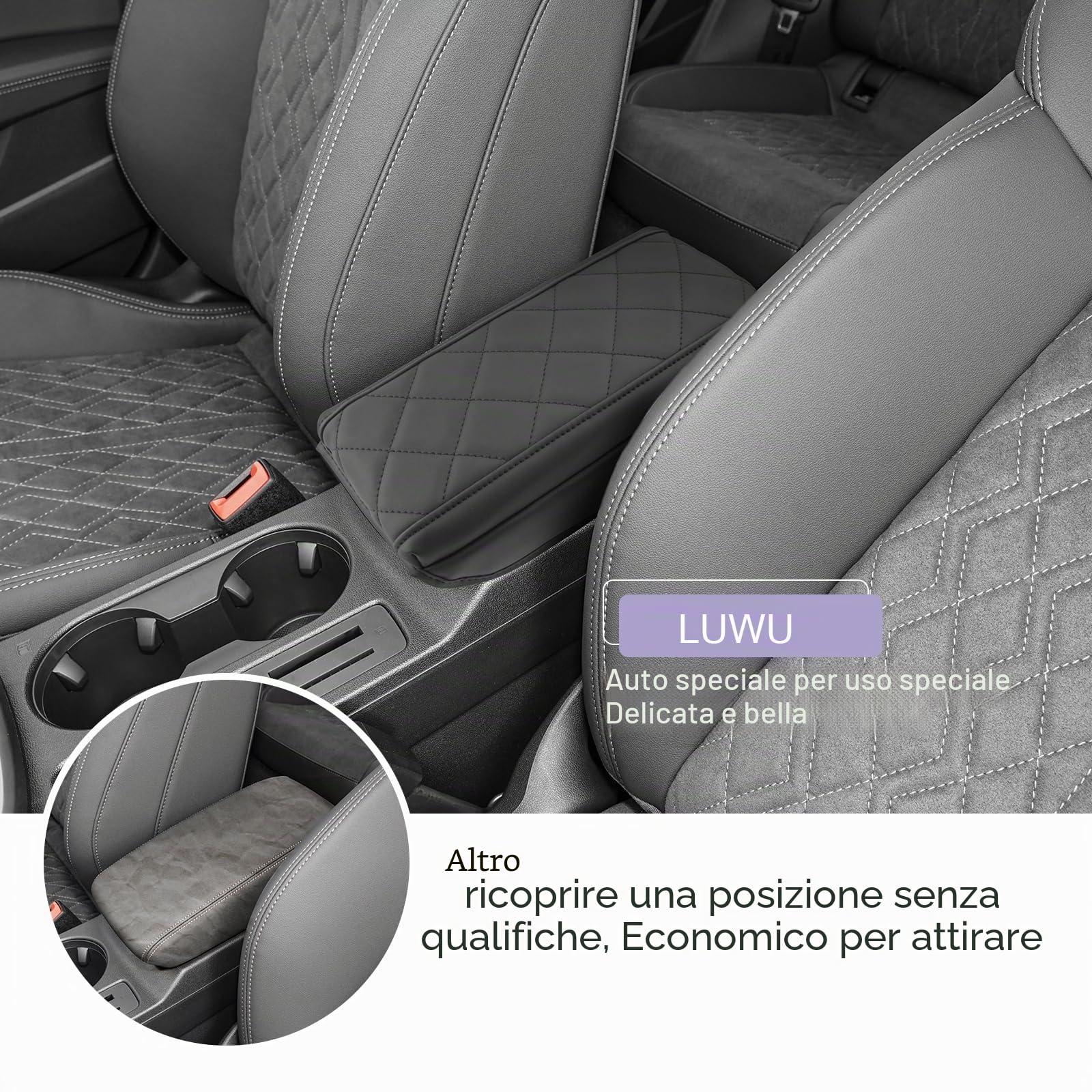 LUWU Compatibile con Audi A3 8Y 2020-2024 2025 Copertura per Bracciolo Centrale A3 Sportback Cuscino in Pelle per Bracciolo Auto Protezione Auto A3 8Y Accessori