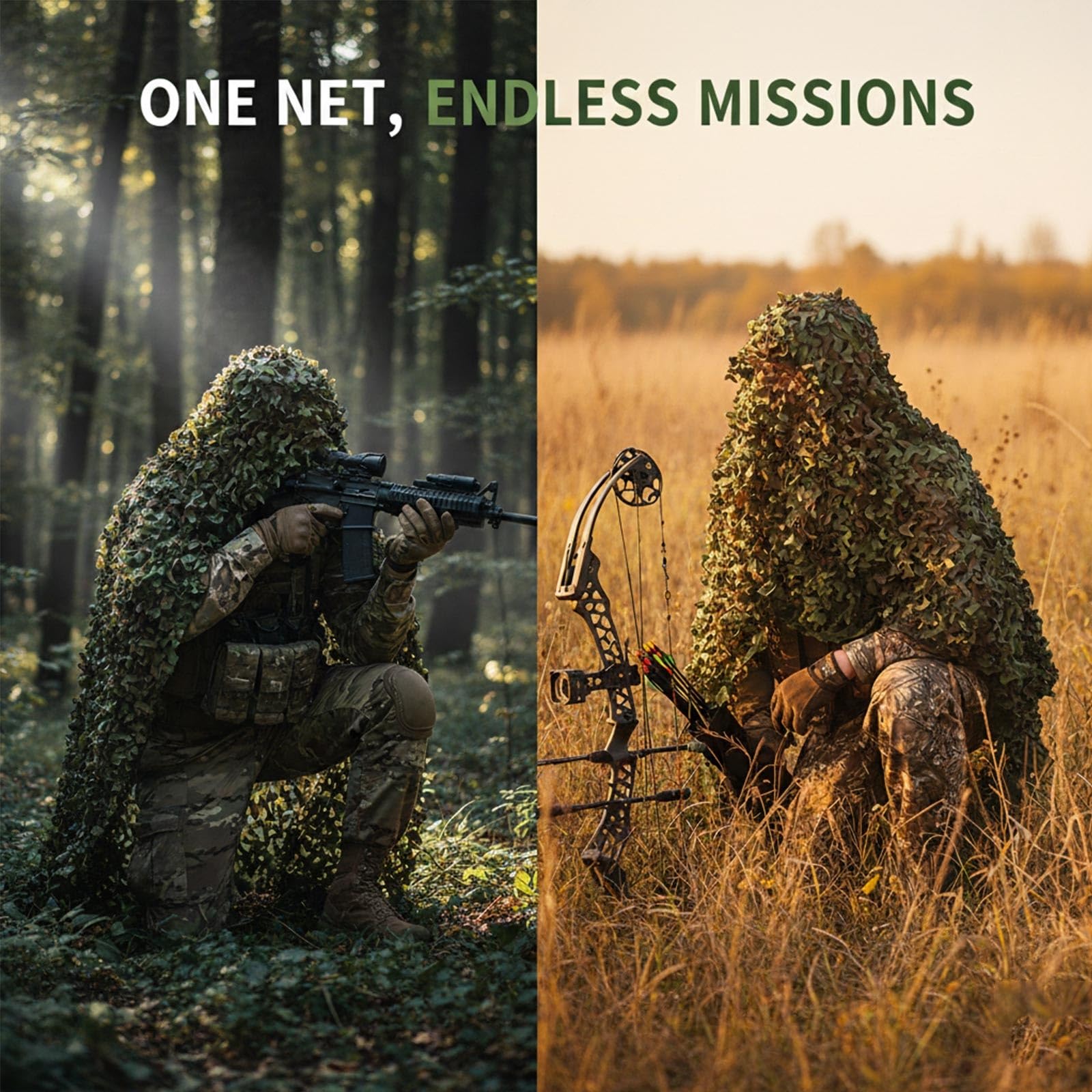 Genérico Red de Camuflaje para Caza 3x5m, Tela Oxford Militar para Escondite de Tiro, Observación de Aves, Equipo Táctico de Camping, Red Resistente Woodland para Bosque Sombra