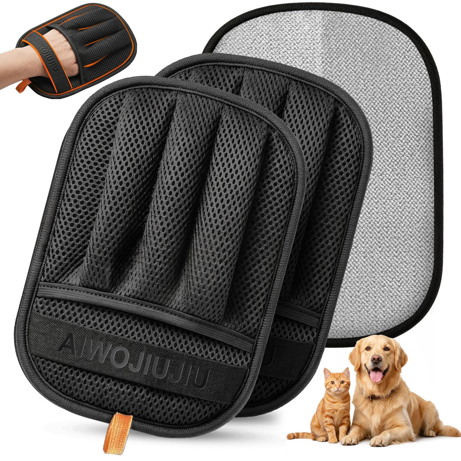Photo 1 of Aiwojiujiu 2 PCS Pet Hair Removal Glove for Cats & Dogs, Newly Pro Five-Finger Electrostatic Pet Hair Remover Gloves, Magic Brush Pet Hair Removal Tool (Black, L)