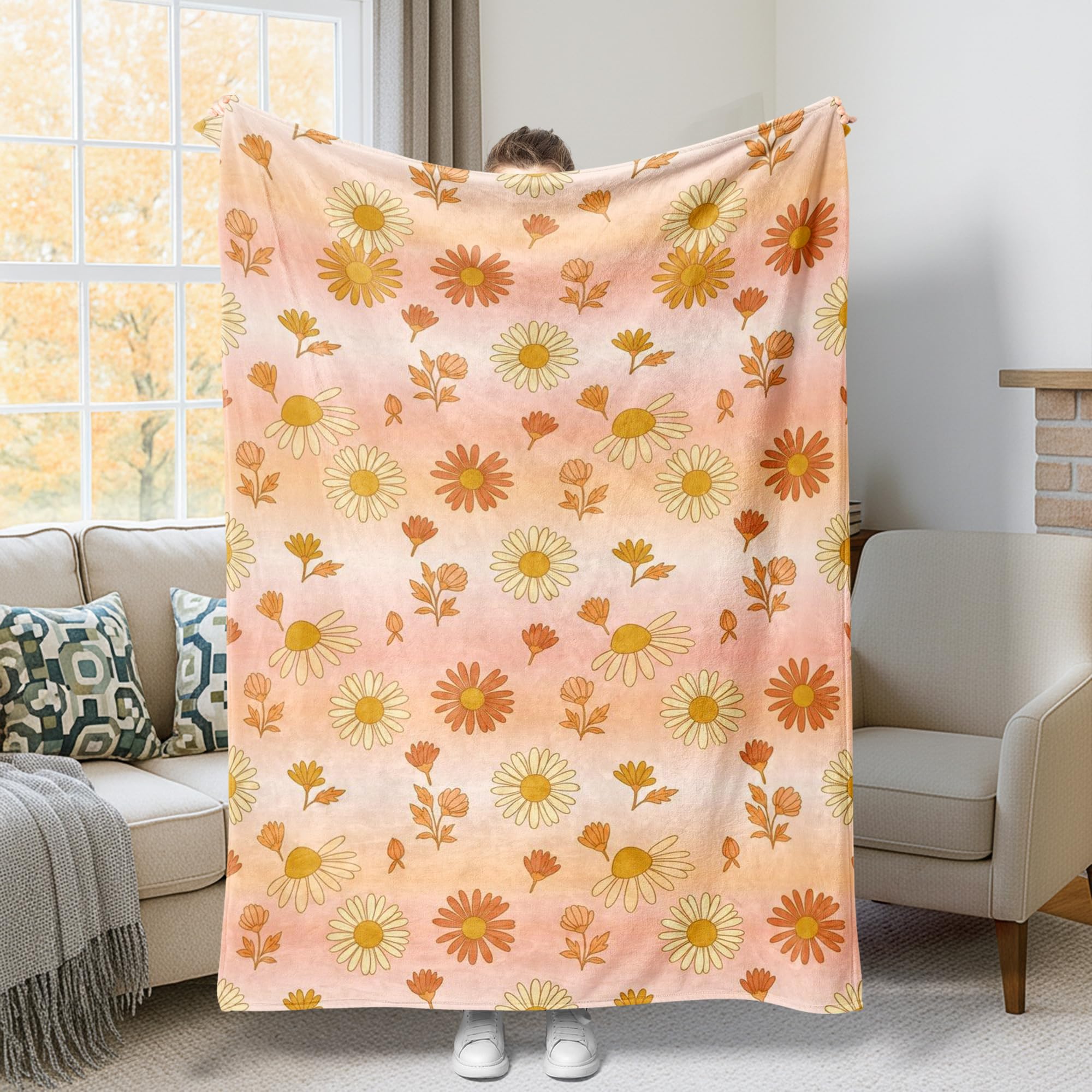 Fleurs printanières bourgeons plaid de lit en molleton