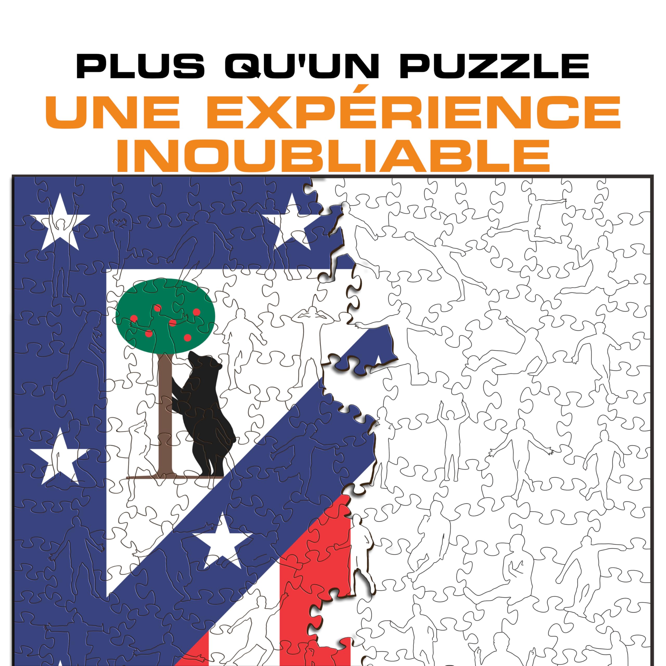 Iconic Puzzles- Atletico Madrid Logo, Puzzle en Bois 100% éco-Durable avec licience Officielle, Cadeau pour Adultes et Enfants Taille S, 150 pièces
