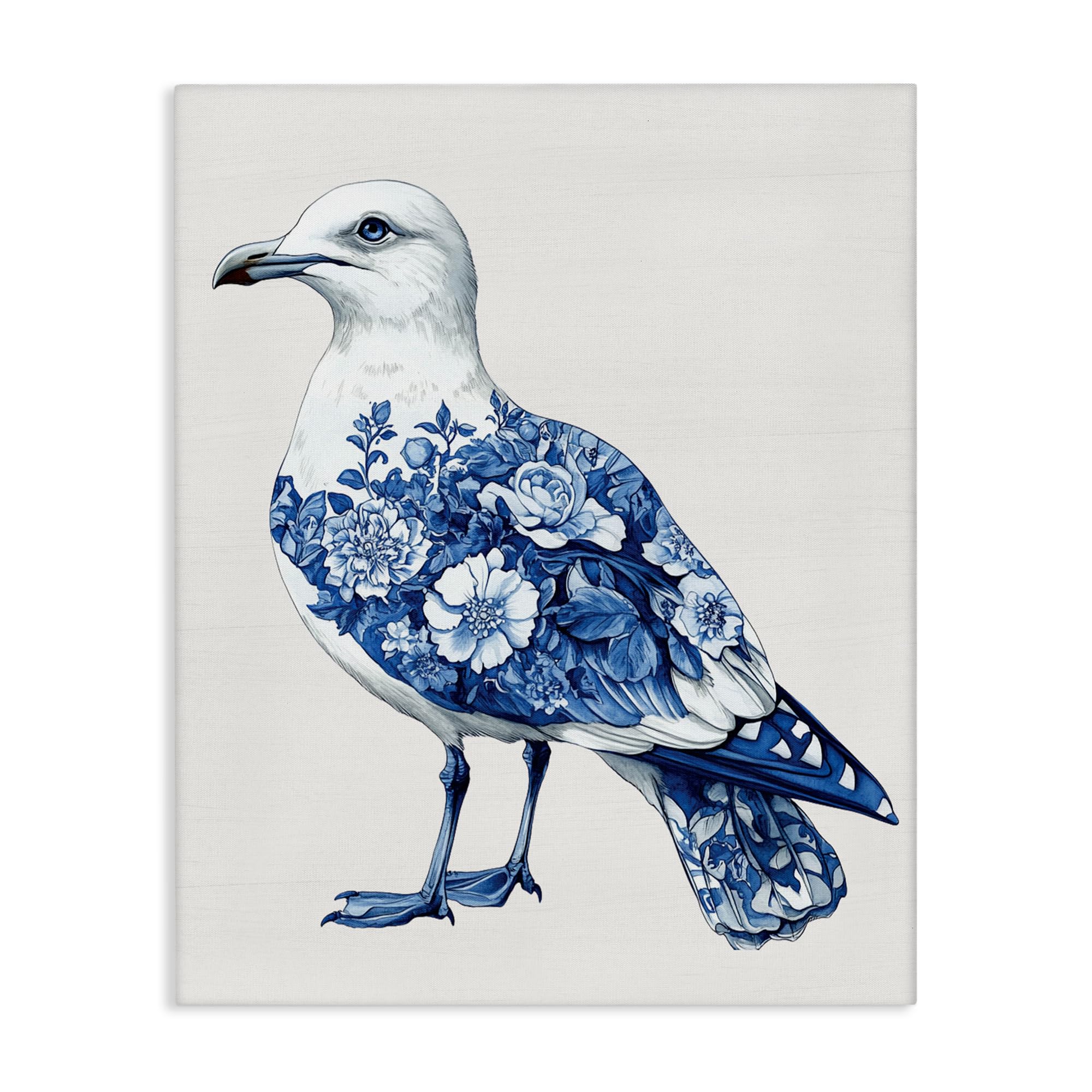 'Funky Toile Seagull'| Canvas Art