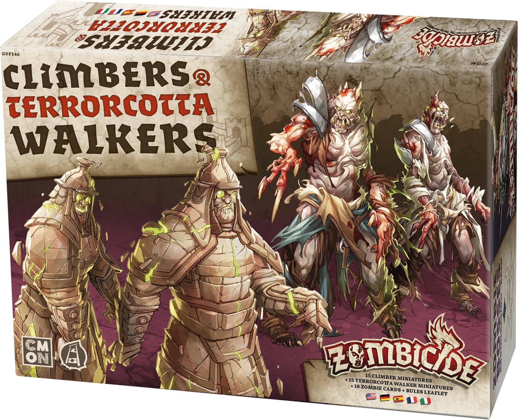CMON, Zombicide: White Death - Climbers & Terrorcotta Walkers, Expansion, Connoisseur Game, Dungeon Crawler, 1-6 Players, Ages 14+, 60 Minutes, German, Multilingual