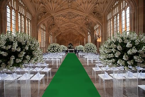 Miniatura 6 de EZLucky Alfombra verde para fiesta, 2.6 x 15 pies, fieltro no tejido de 130 GSM con adhesivo de doble cara sin rastros, camino de pasillo para