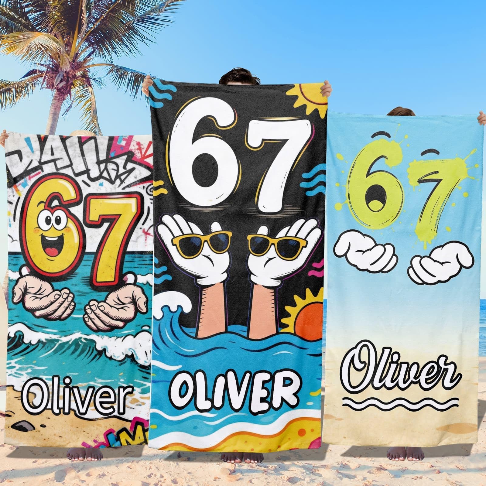 Loosusu Personalised Beach Towels for Kids-Custom Beach Towels with Monogram & Name- Ultra Absorbent Super Soft Swimming Towel for Kids,Customised Funny 67 Bath/Pool/Beach Towel for Boys Girls(B)