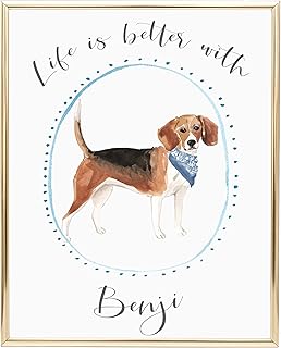 Beagle Gifts for Women, Name of Your Choice, Dog Owner Presents, Custom Beagle Prints, Personalised Dog Picture, Watercolour Beagle Wall Art, Breed of Your Choice
