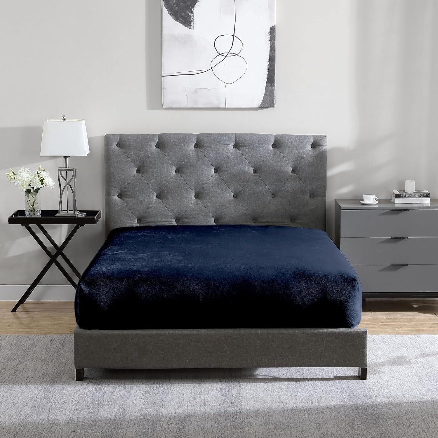 Cathay Home Twin FlannelPlush Fitted Sheet Ultra Soft