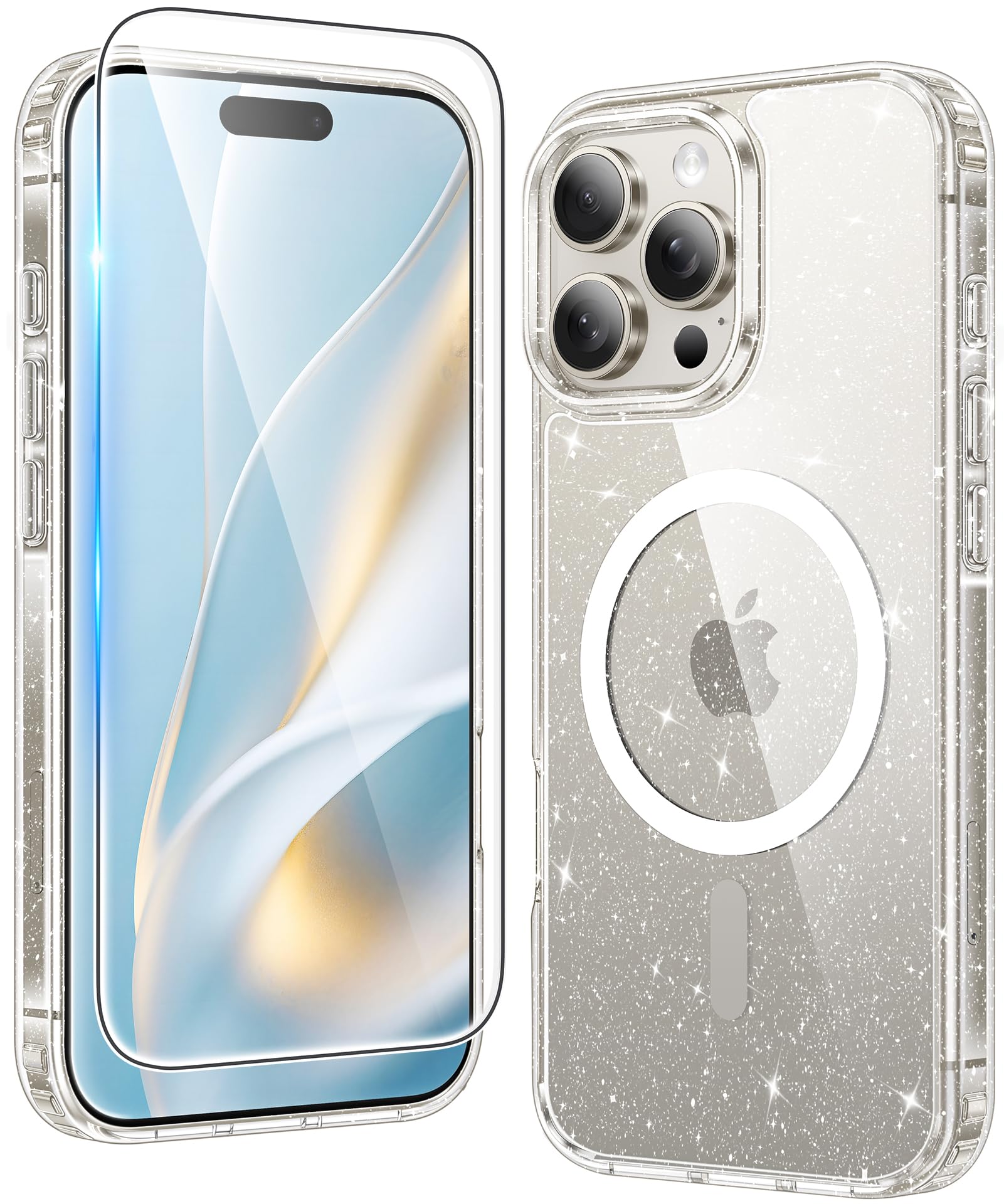 FNTCASE for iPhone 16 Pro Case Compatible with Magsafe Clear PhoneCase | Screen Protector, Anti Yellowing, Military Grade Drop Protection, Slim Magnetic Phone Cases, Rugged Transparent Cell Cover
