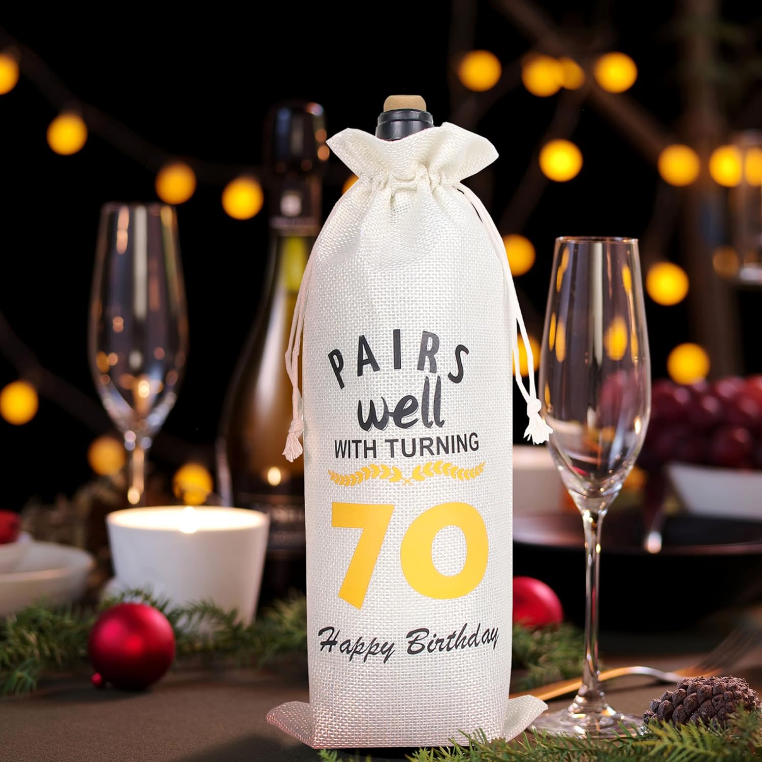 70th Birthday Gift Bag Ideas for Men Women, 70 Years Old Birthday Party Decoration Wine Bag Gifts, Pairs Well with Turning 70, 1955 Wine Bag, Happy 70th Birthday Decor - Image 4