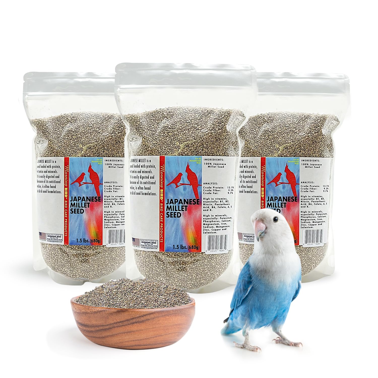 Morning Bird Japanese Millet Seed - Healthy & Nutritious Pet Bird Food to Support Health - Rich in Vitamins and Supplements – Ideal Bird Feed for All