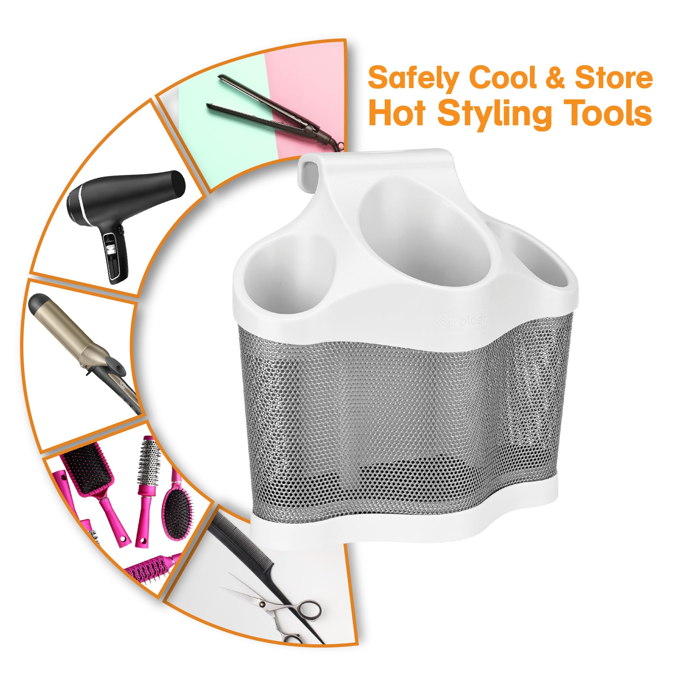 Polder BTH-7050-79B Style Station, Hair Styling Storage Unit, Heat Resistant and Ideal for Blow Dryers Curling Irons - Image 2