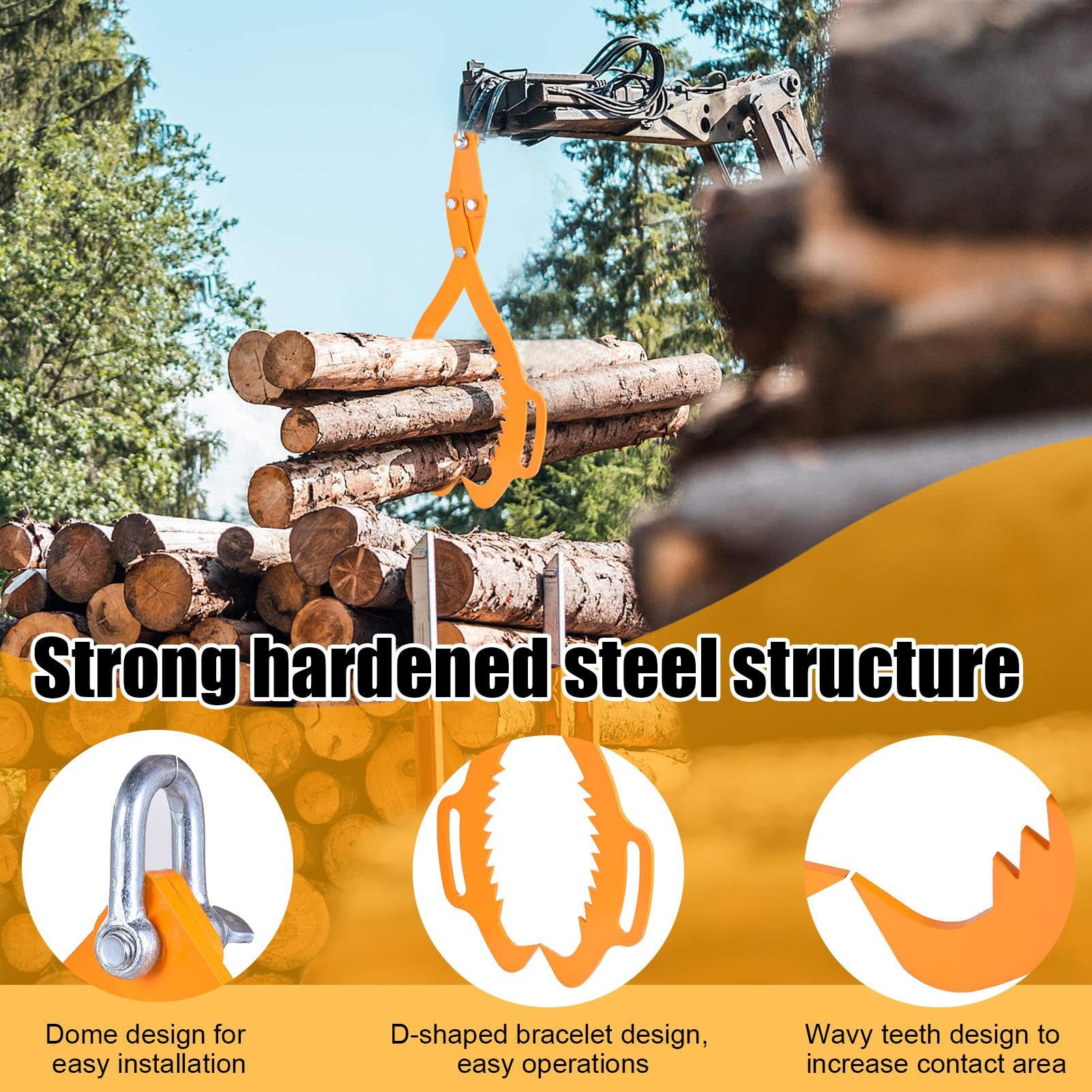 Graple de registro, Log Tongs para Tractor Grabador de troncos de 30 | Capacidad de carga de 3307 lb Hook de garra de madera, herramienta de registro de servicio pesado para t