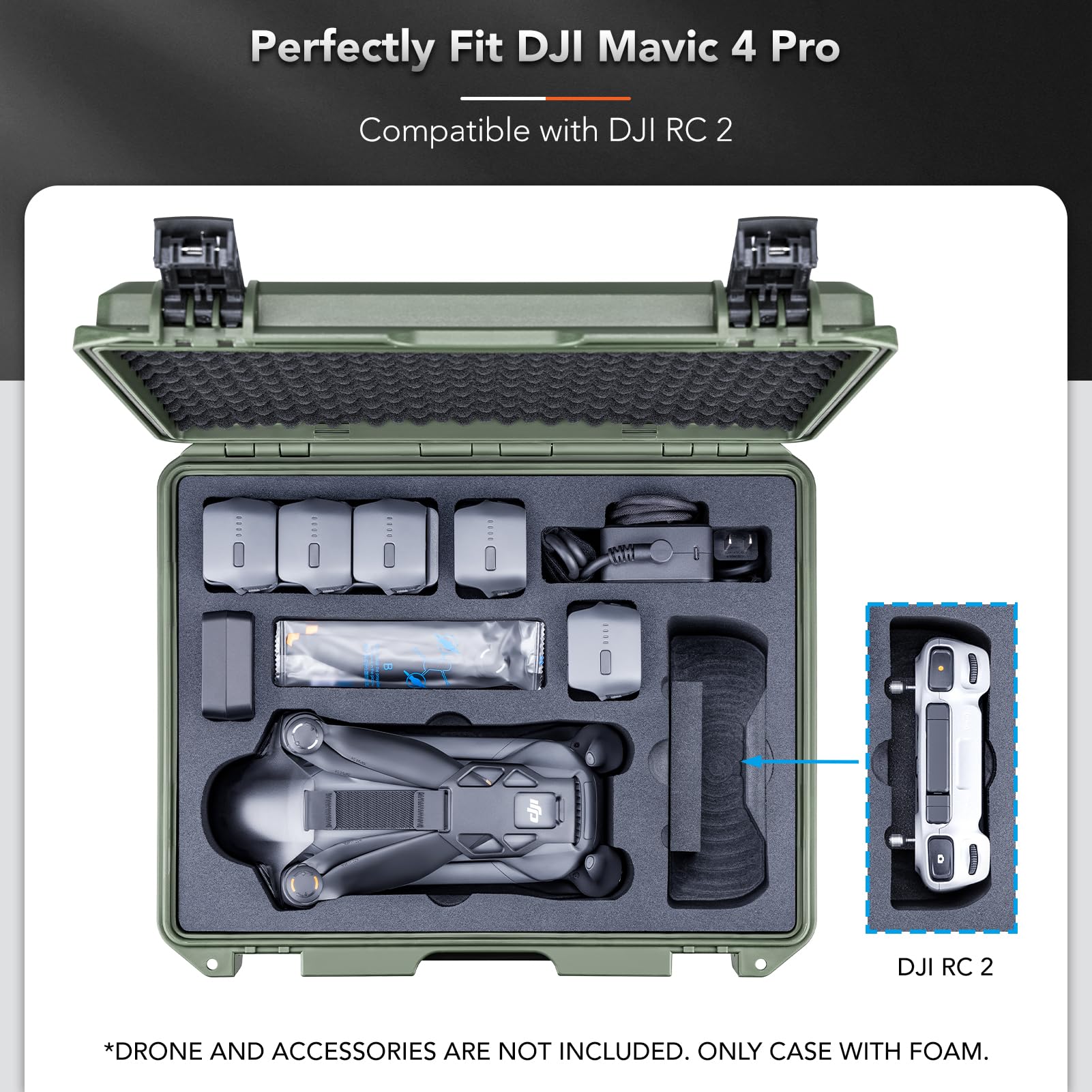 Lykus Titan M400 Mallette Valise Sac Case pour DJI Mavic 4 Pro, DJI RC Pro 2/RC2, Convient jusqu'à 6 Batteries et Accessoires dans Fly More Combo/Creator Combo[Valise Uniquement]