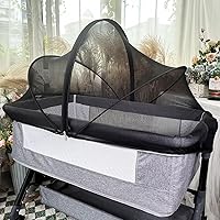 Vista 5 de Mosquitera para cuna de bebé para mantener a los insectos/insectos/gatos fuera, moisés para niños pequeños, cama de noche, red de seguridad con Negro