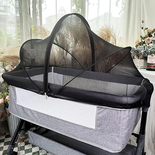 Miniatura 5 de Mosquitera para cuna de bebé para mantener a los insectos/insectos/gatos fuera, moisés para niños pequeños, cama de noche, red de seguridad con Negro