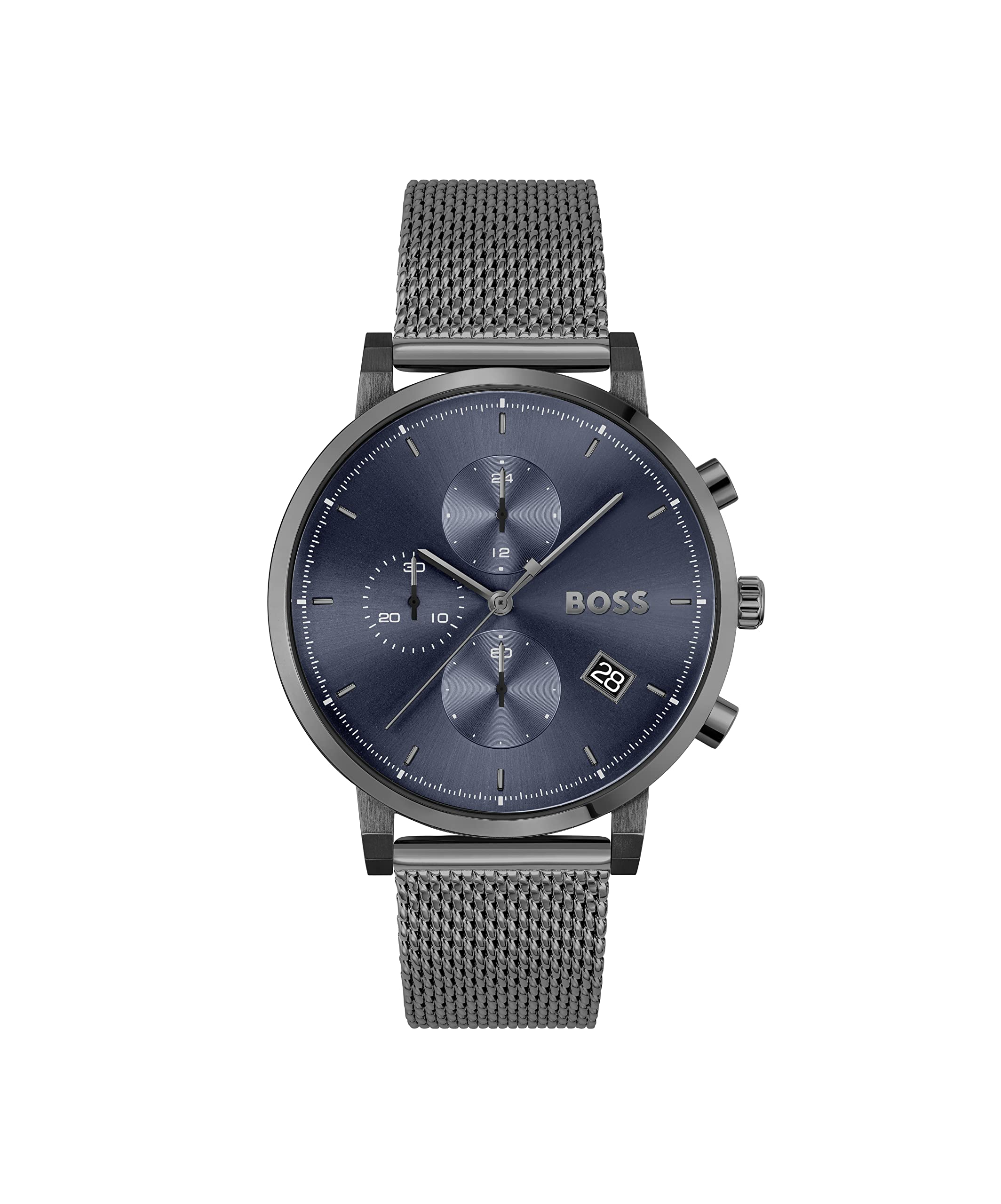 BOSS Integrity Qtz Fashion Chrono Blue Round Dial Mens Watch|Ionic Plated Grey Steel Material|Grey Color Band - 1513934 (B09R95LDX3) Amazon Price History, Amazon Price Tracker
