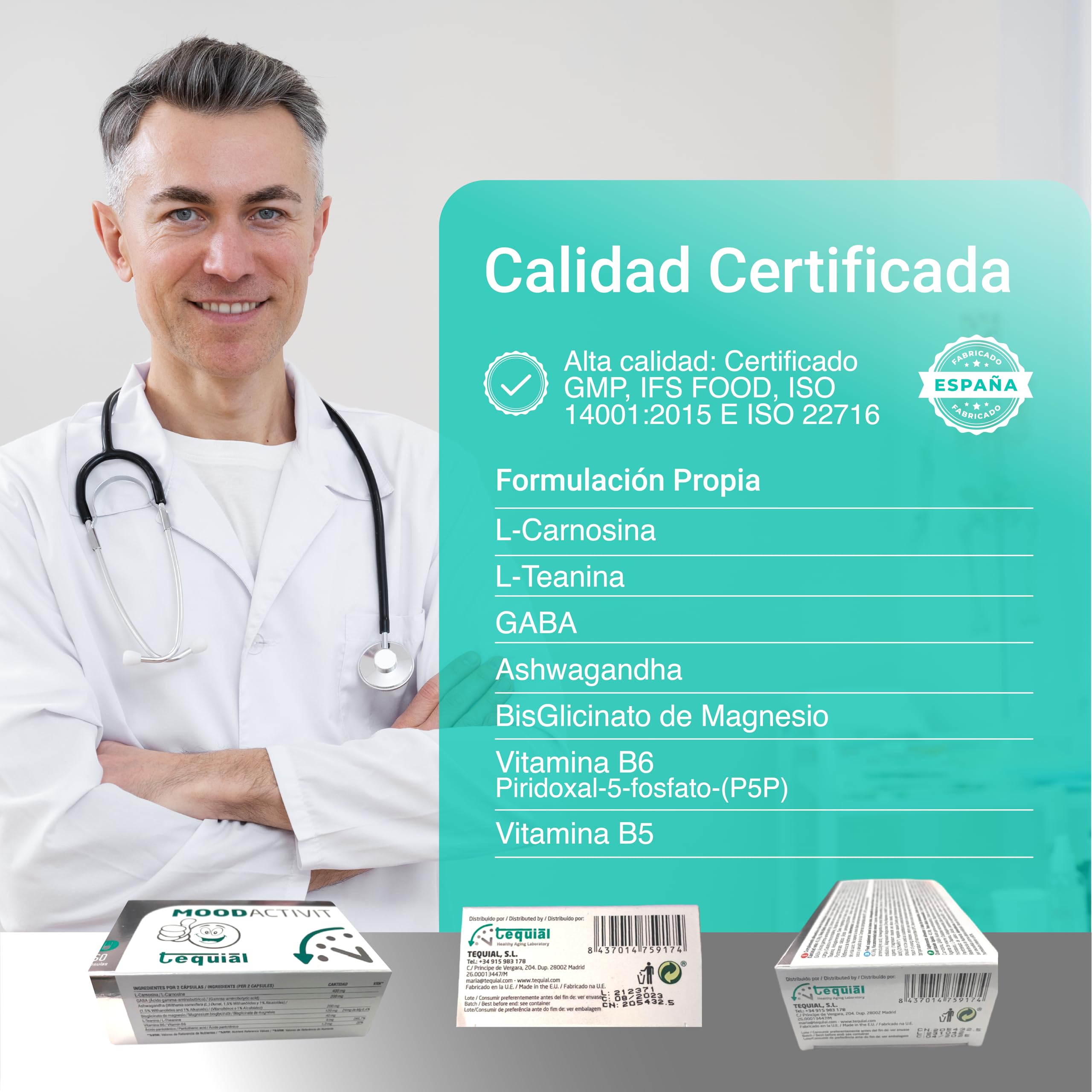 Tequial MOODACTIVIT Suplemento Nootrópico, 60 Cápsulas