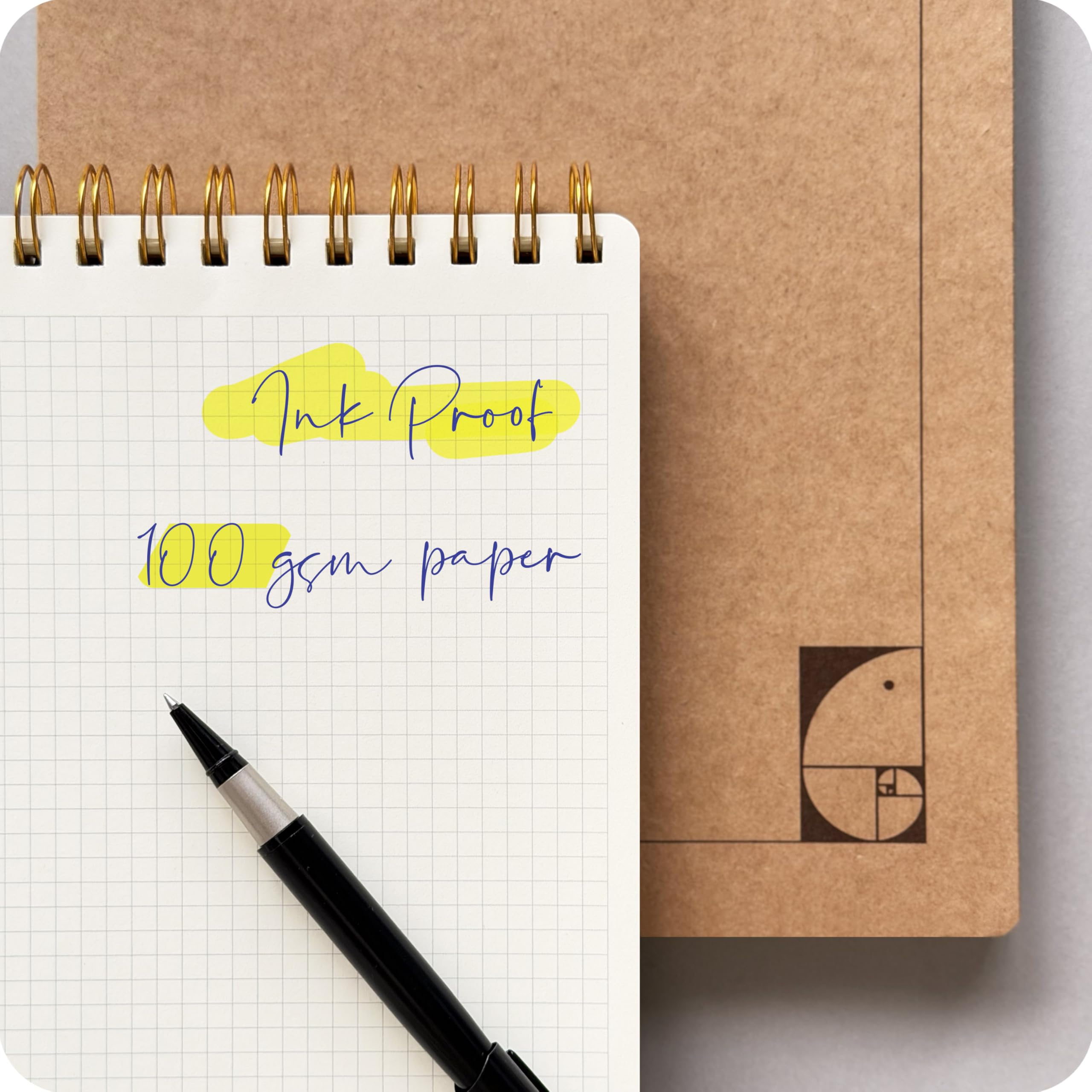 le vent Taccuino a spirale superiore 8,5 x 11 - Blocco note con copertina rigida a quadretti 200+200 pagine, carta spessa 100 g/m², non sbava, formato A4, blocco note per ingegneria, matematica e