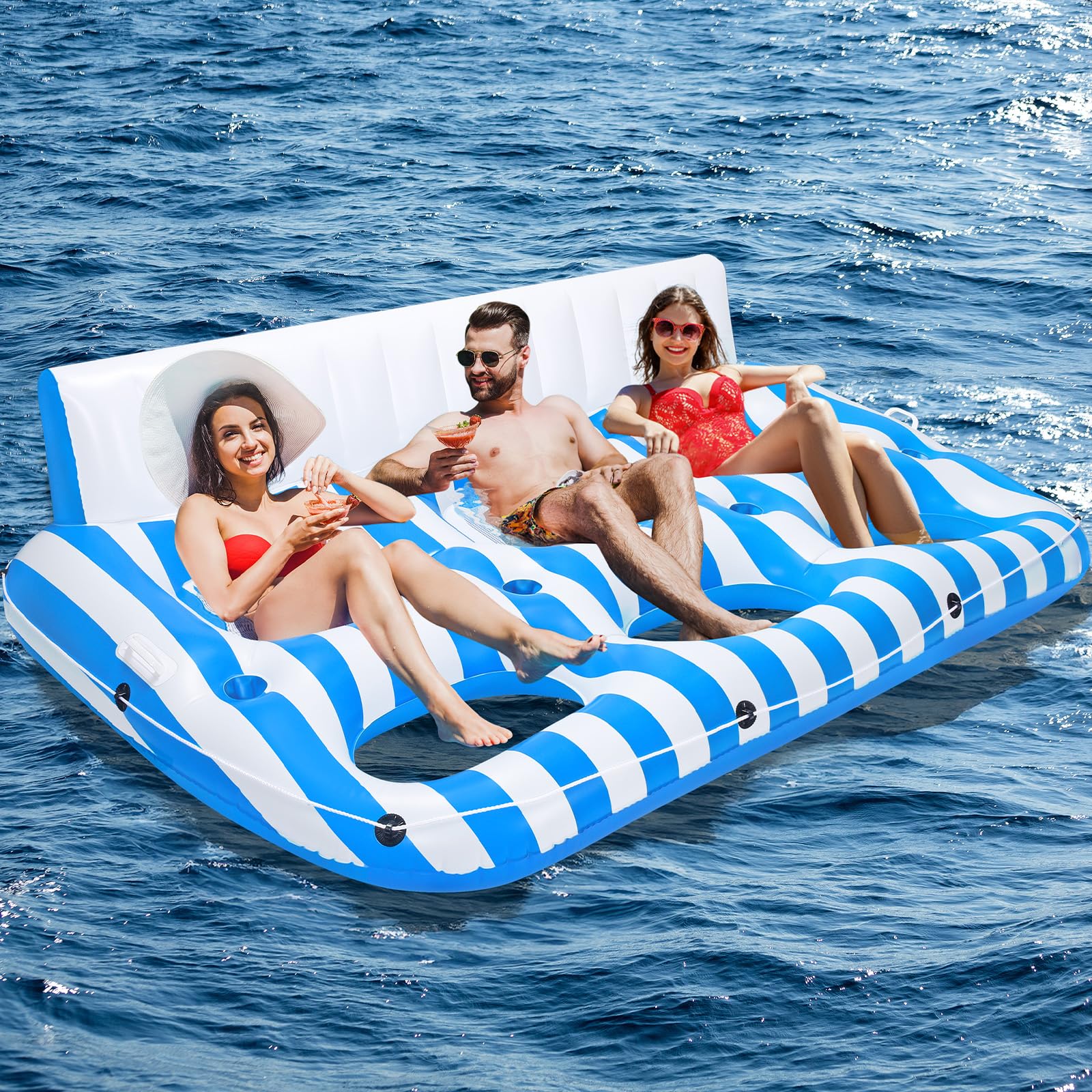 Inflatable Pool Lounger Float for Adults, Large Pool Floats Chair Lounge with Handles and Cup Phone Holder, Water Float Tanning Pool Party Toys for Outdoor, Beach, Swimming Pool, Lake, River