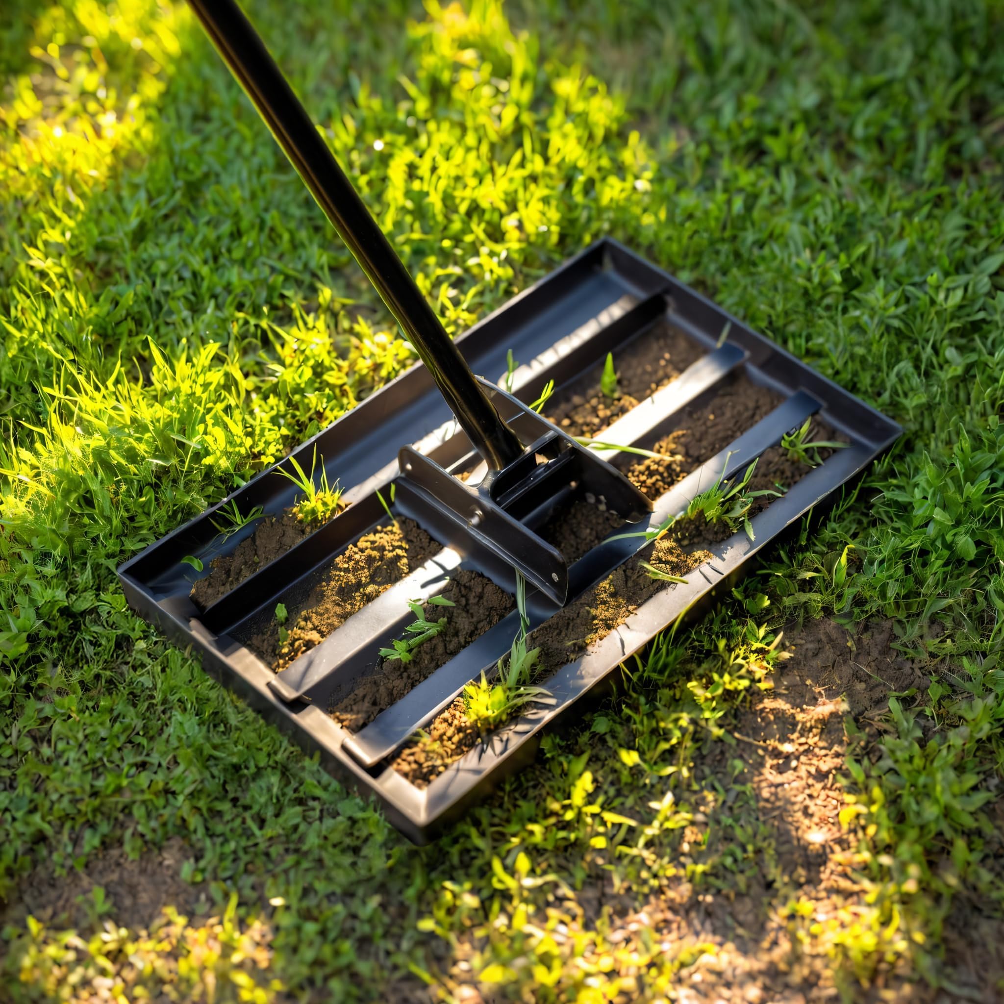 Pelle & Sol 43 x 25 cm Lawn Levelling Rake for Gardening - 6FT Adjustable Heavy Duty Garden Rake – Stainless Steel Lawn Lute & Leveling Tool – Rakes for Gardening, Garden Tools for Landscaping