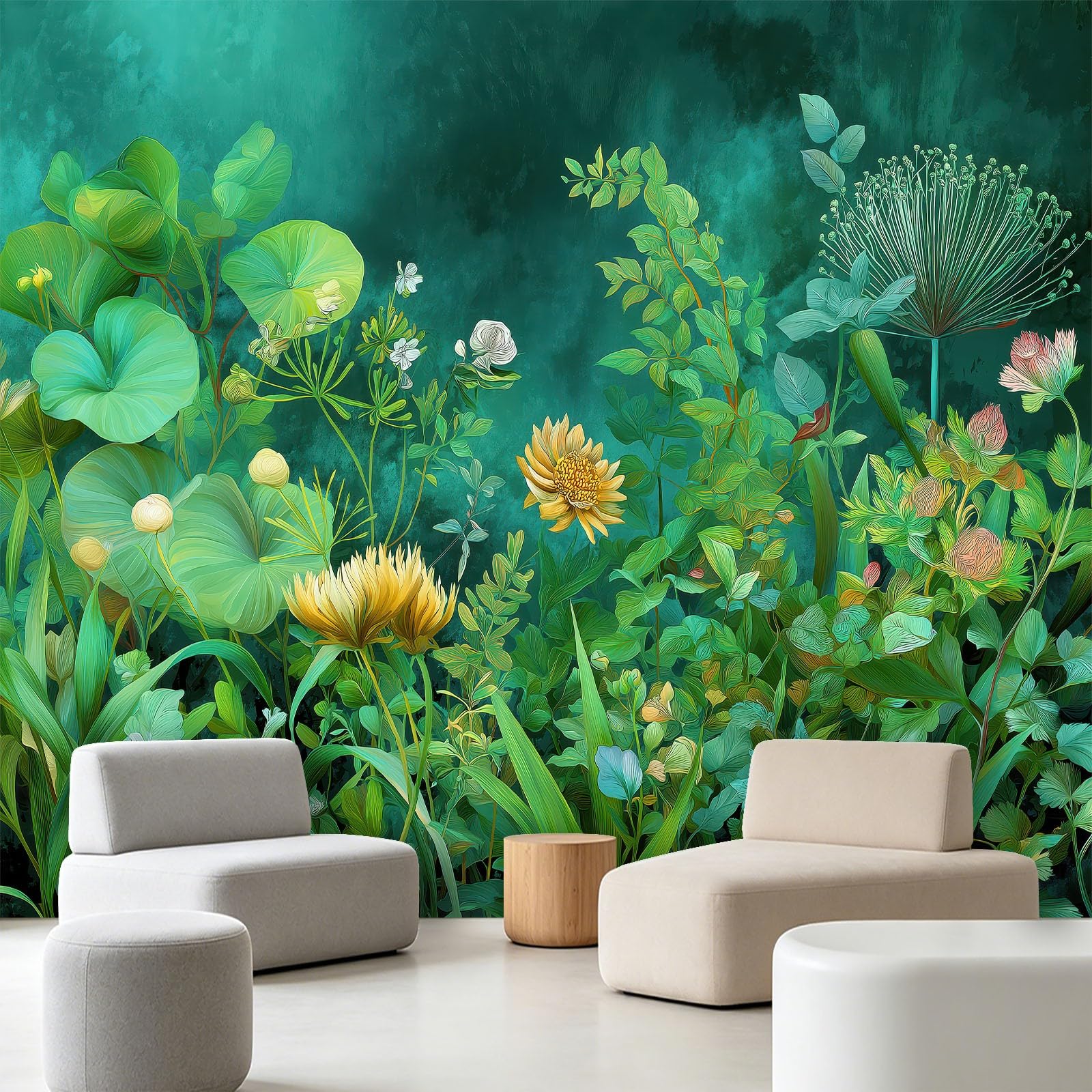 WTD - Papel pintado fotográfico (fieltro, 300 x 210 cm), diseño de plantas naturales