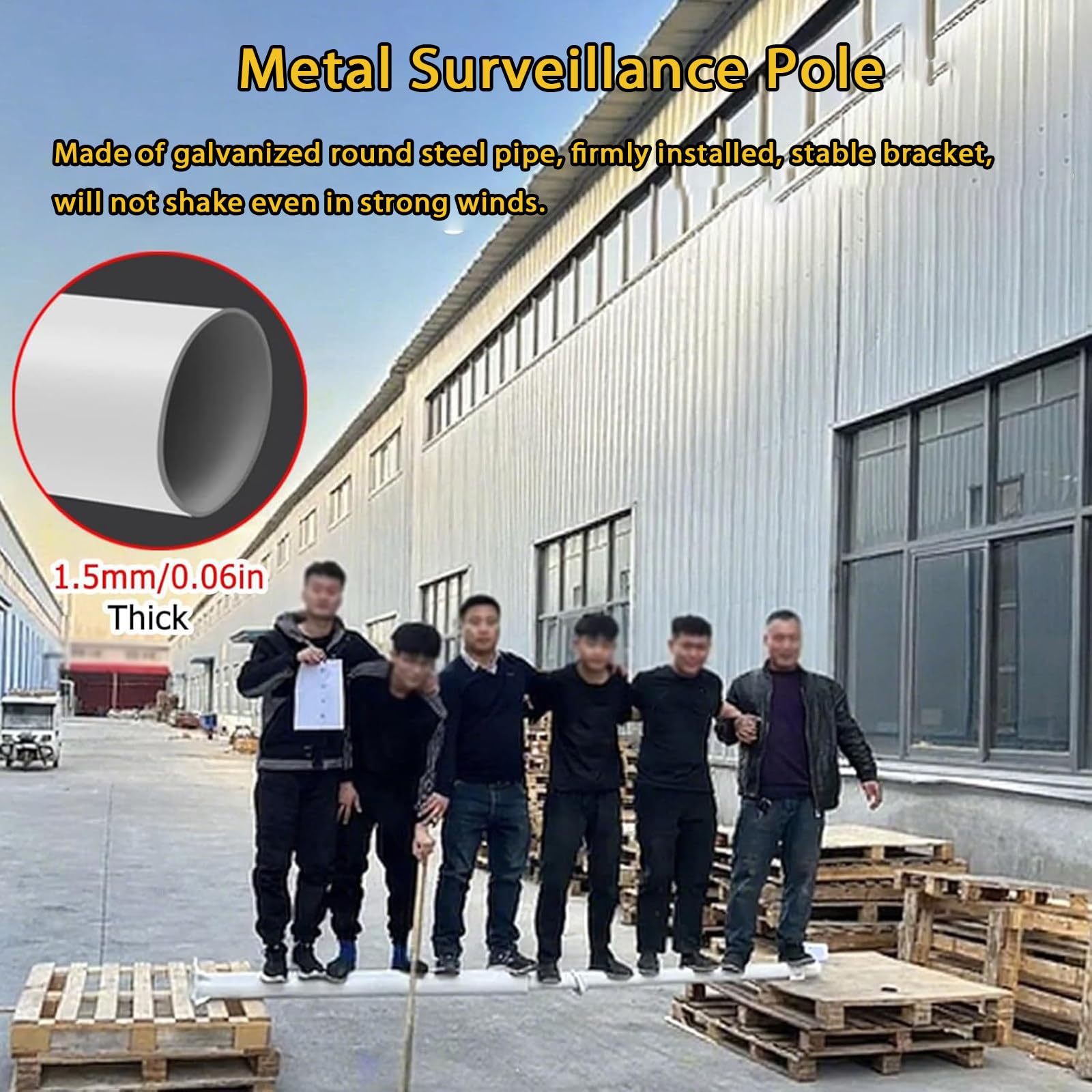 Soporte para cámara de Exterior para Montaje en Suelo, Poste Multiusos para cámara de Seguridad, Poste de luz Empalmado con Accesorios de instalación para Granjas/aeropuertos/Puertos. 4m/13ft
