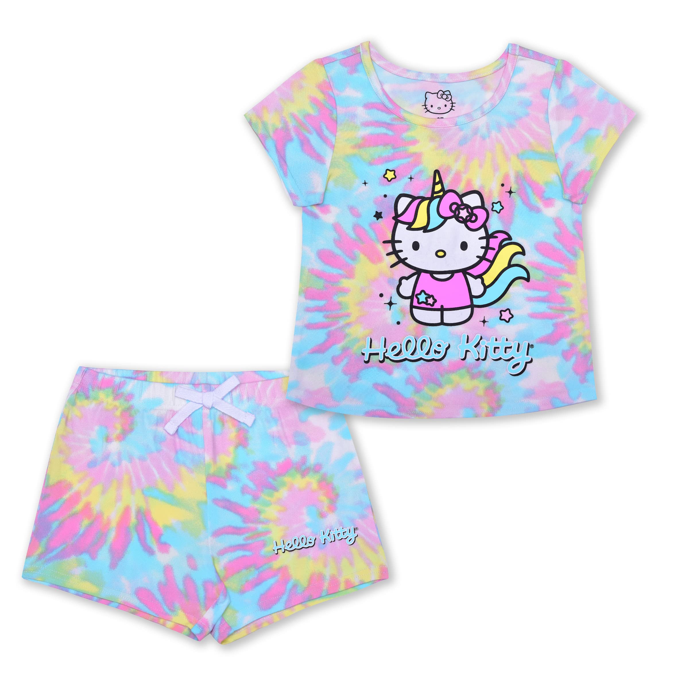 Hello KittyGirls Short Sleeve Shirt and Shorts Set for Infant, Toddler and Little Kids – Blue/Pink
