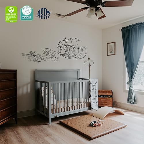 Miniatura 2 de Dream On Me Dillian Cuna convertible 5 en 1 de tamaño completo en gris guijarro, GreenGuard Gold y JPMA, se convierte en cama infantil, cama de día