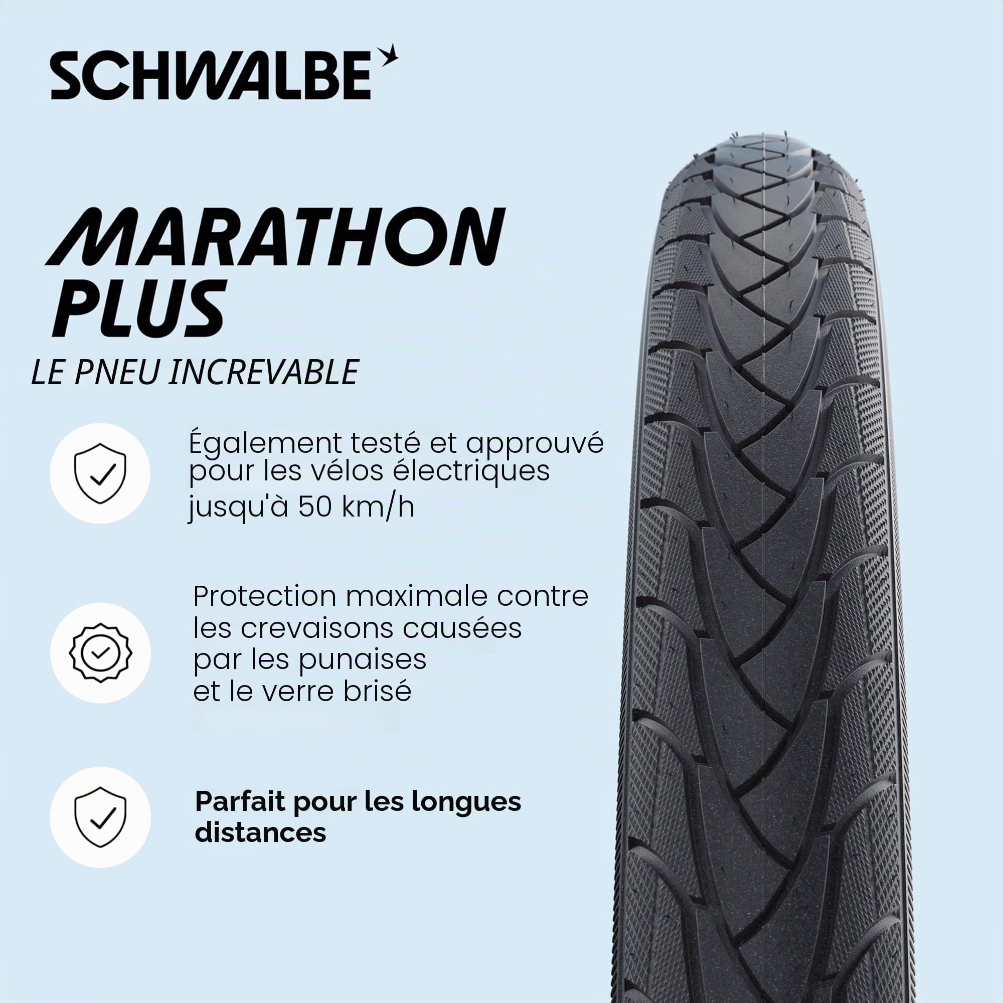 Schwalbe Marathon Plus SmartGuard Tyre, Black/Reflective