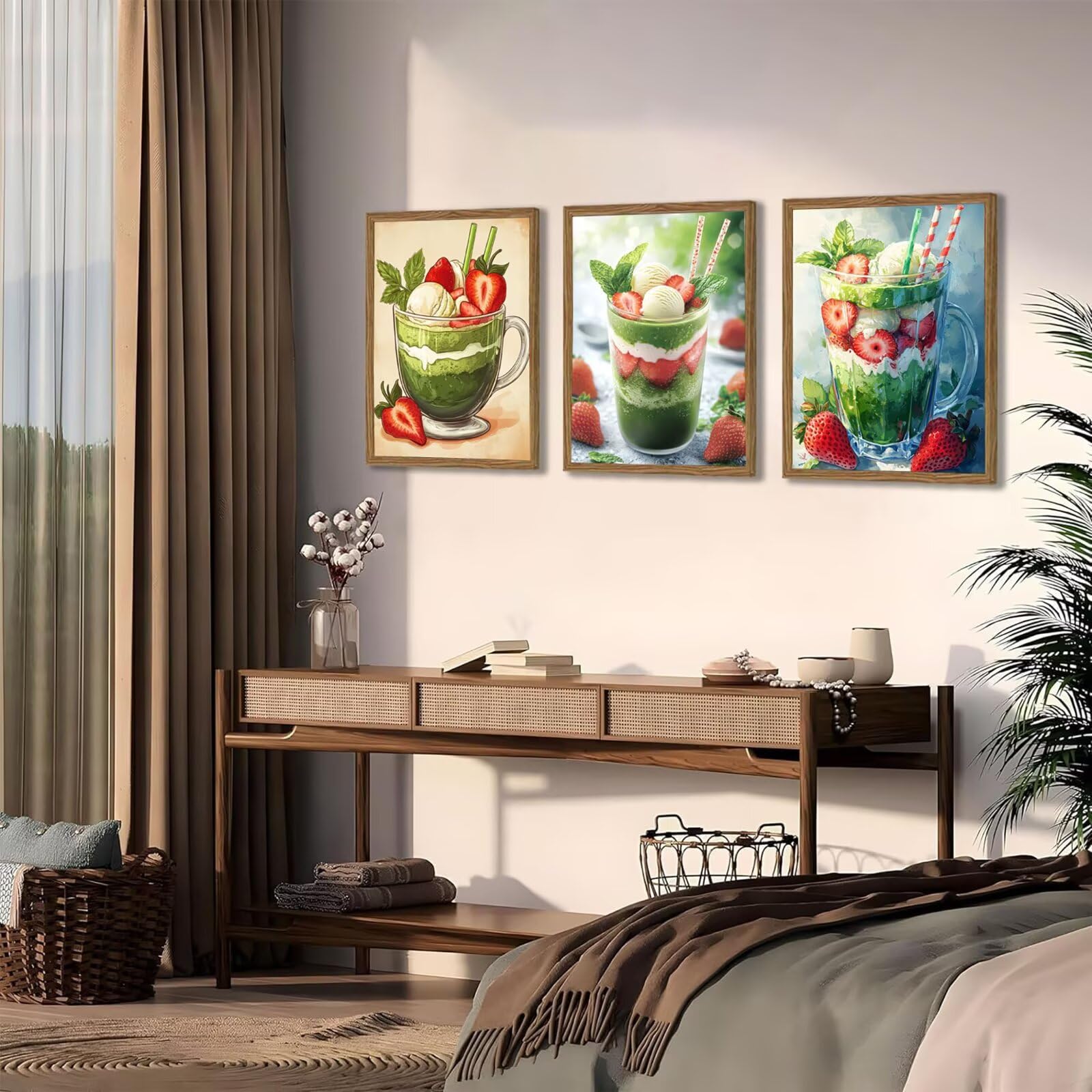 Generico Cnyaunfi 3 Pezzi Frutta Pittura Diamante Fai-Da-Te, 5D Verde Diamond Painting Kit Completo per Hobby Creativi Adulti, Per La Decorazione Della Parete Di Casa 70x90cm YF-3041