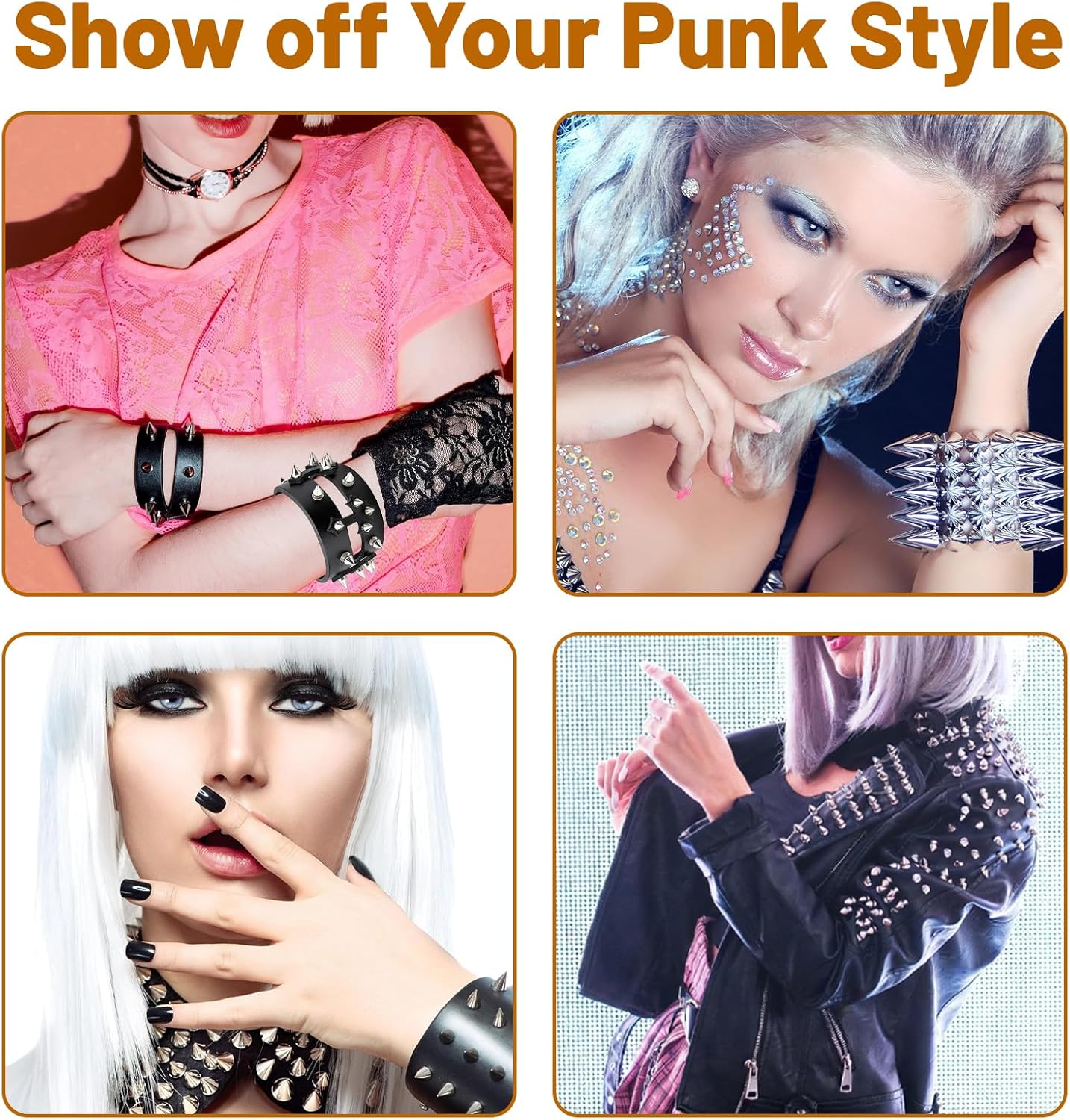 364 Pcs Punk Spikes and Studs Kit, 8 Sizes Metal Cone Spikes and Studs Rivets for Clothing Leathercraft DIY Craft - Image 5