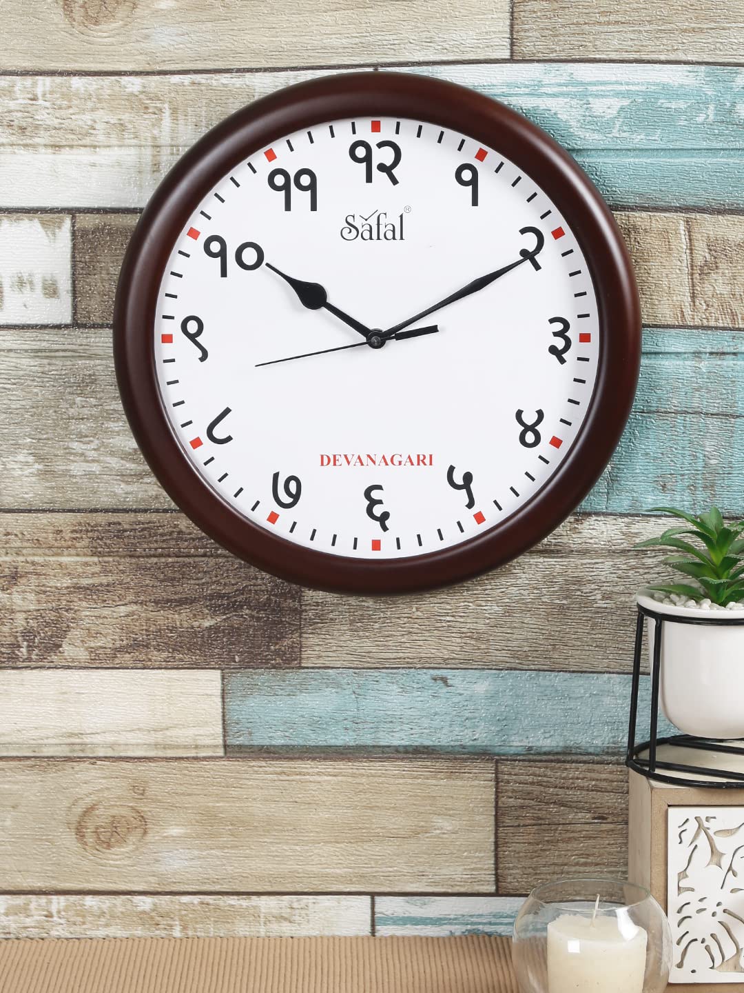 Safal Regional Indian Language Theme Based Wooden Clock (Devanagari) 2