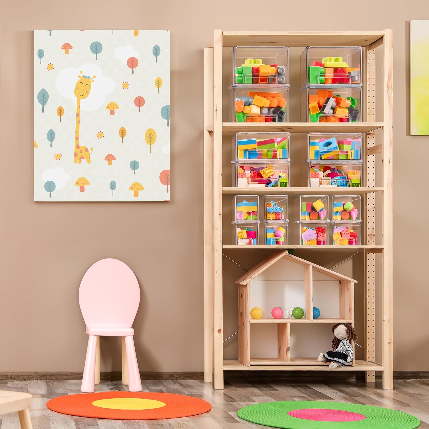 Sorbus Small Clear Stackable Drawers, Plastic Storage with Handles - Craft, Clothes, Medicine, Makeup, Closet, Art Supply, Bathroom, Shoe, Toy Organizer (2 Pack Wide)