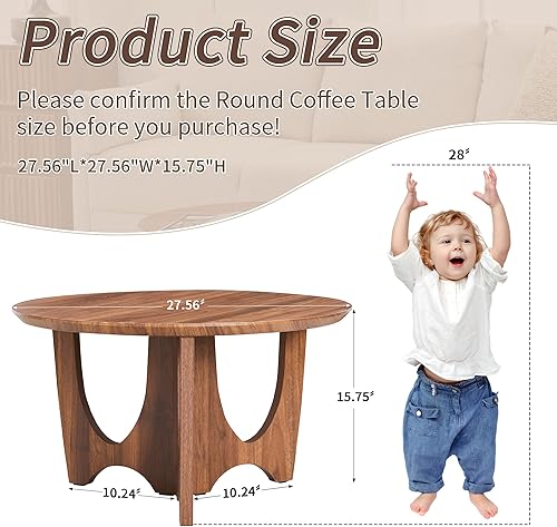 Miniatura 2 de Mesa auxiliar redonda pequeña, mesa de centro de granja de 27.5 pulgadas, mesas circulares modernas de mediados de siglo para sala de estar, hogar,
