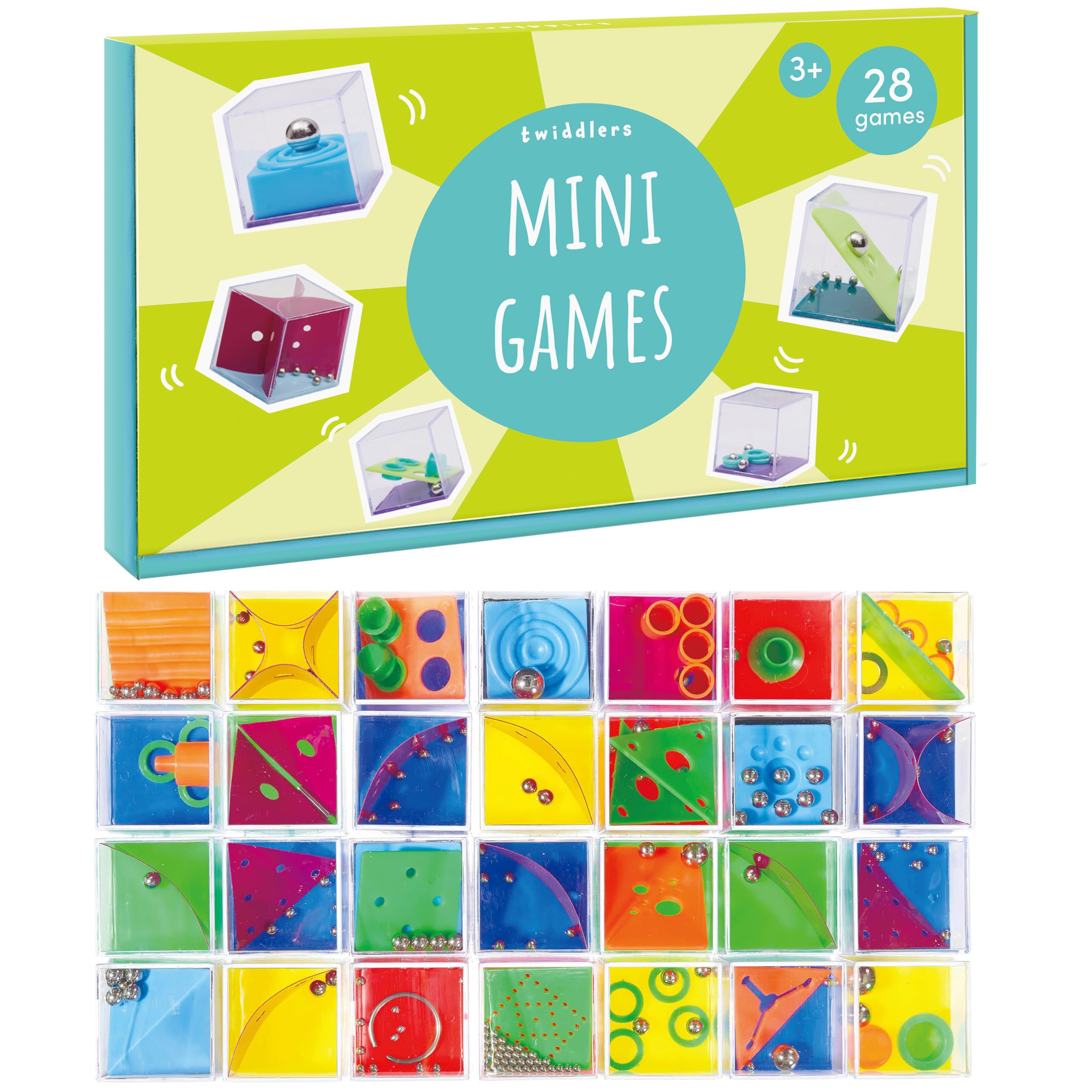 THE TWIDDLERS 28 Pack Brain Teaser Puzzle Cubes Set, Assorted Difficulty Levels, Mini Games Challenge, Mini Puzzle Party Bag Fillers for Kids Unisex or Adults, Classroom Rewards Age 3+